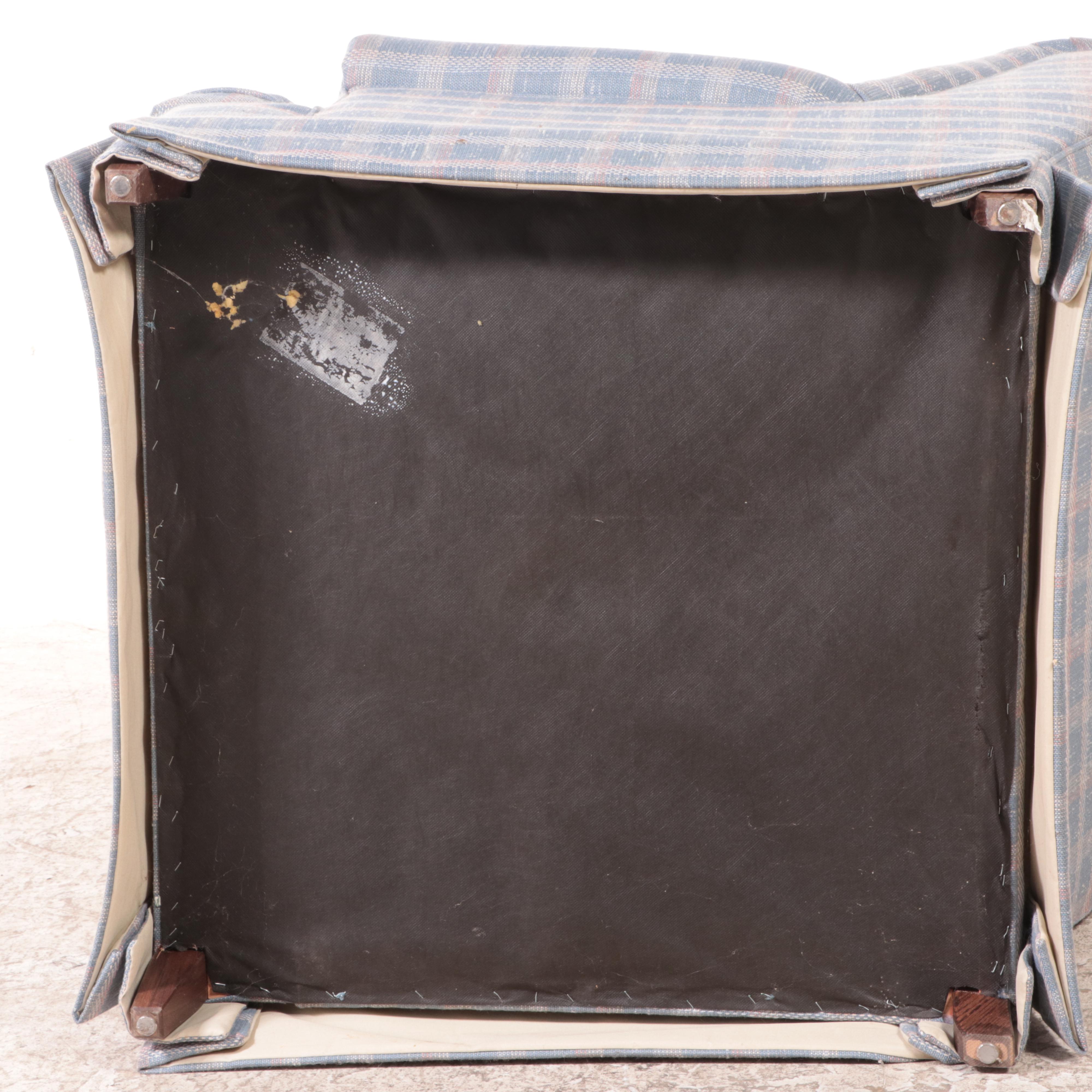 Ethan Allen Plaid Upholstered Wing-Back Lounge Chair