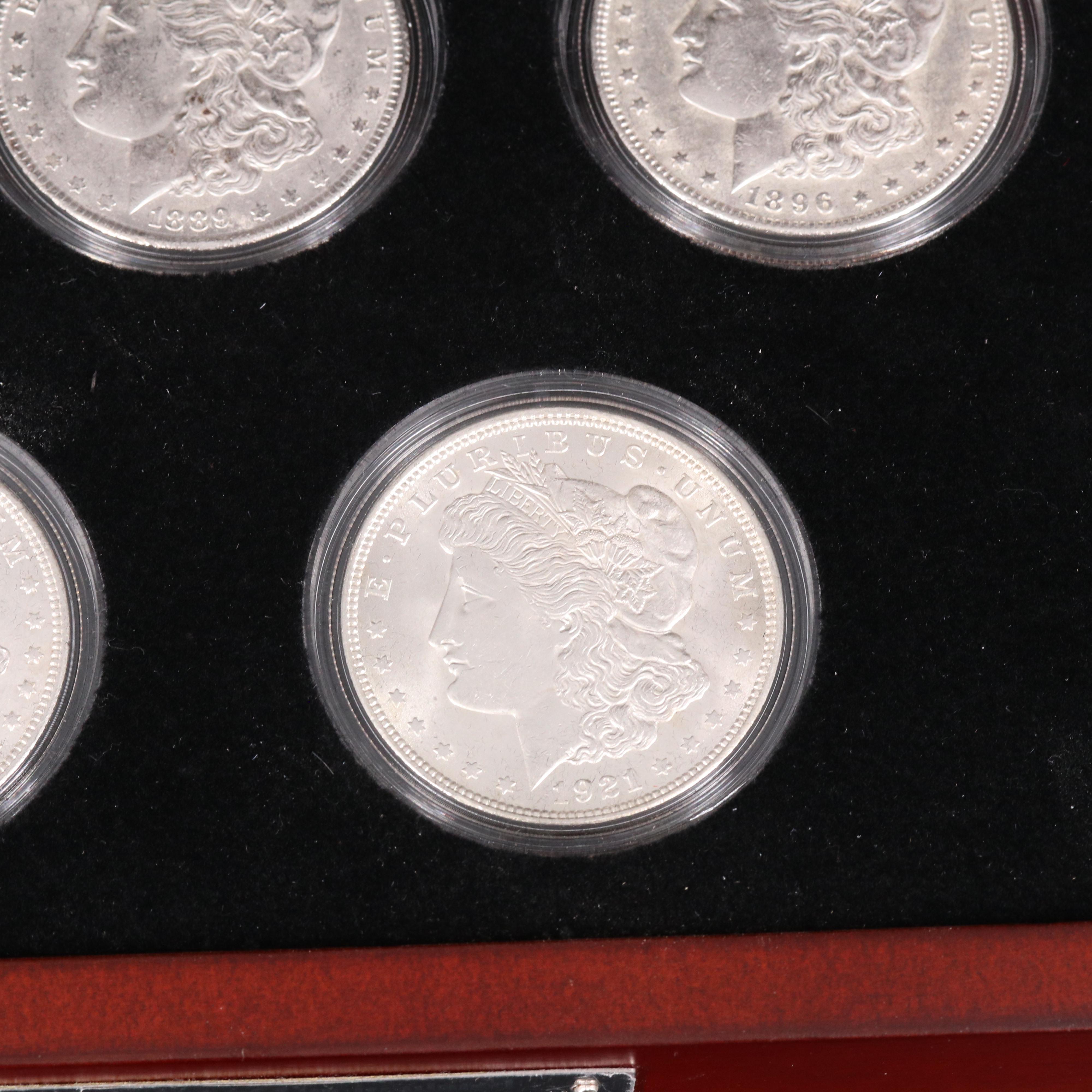 "Five-Decade Set of Uncirculated Morgan Silver Dollars" Coin Set