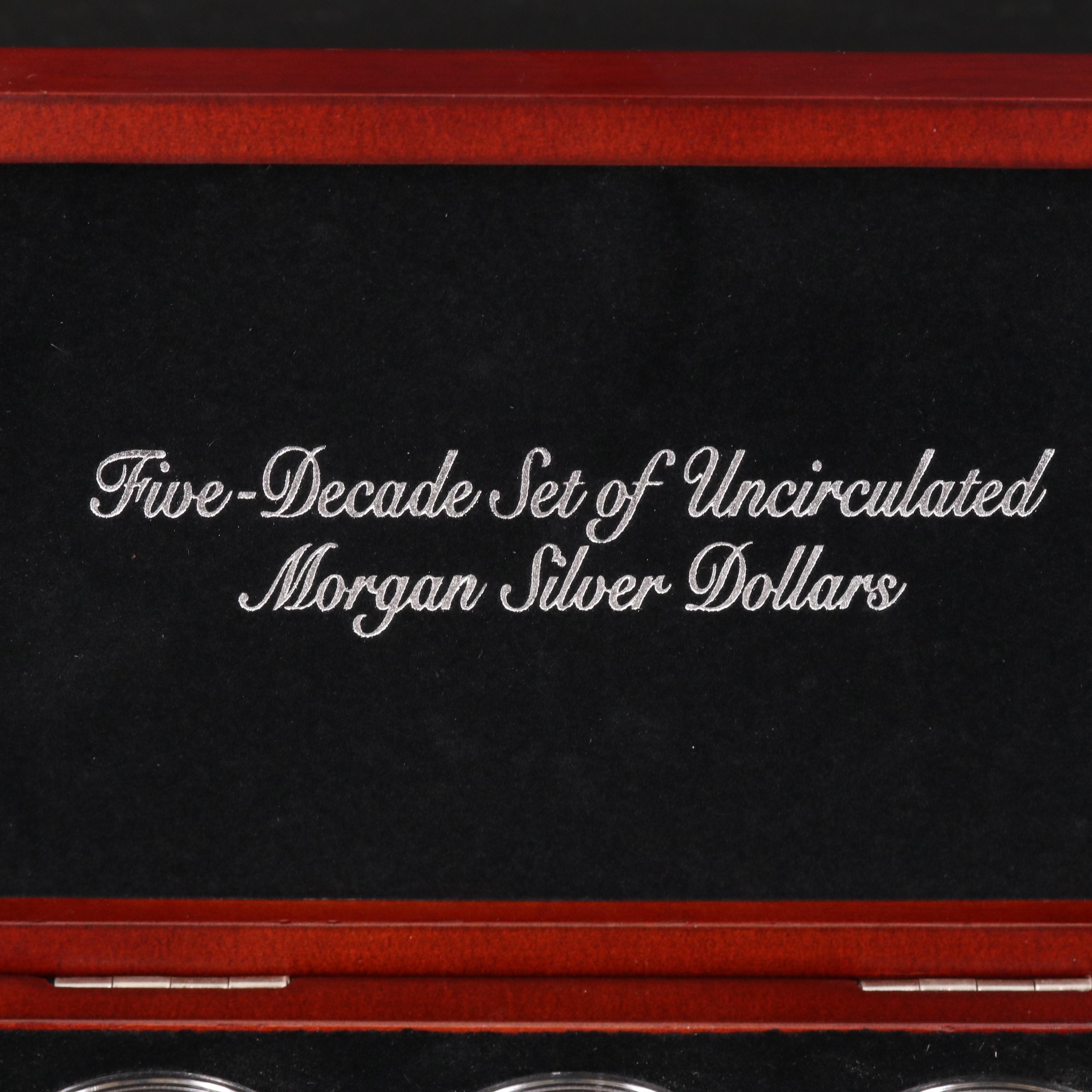 "Five-Decade Set of Uncirculated Morgan Silver Dollars" Coin Set