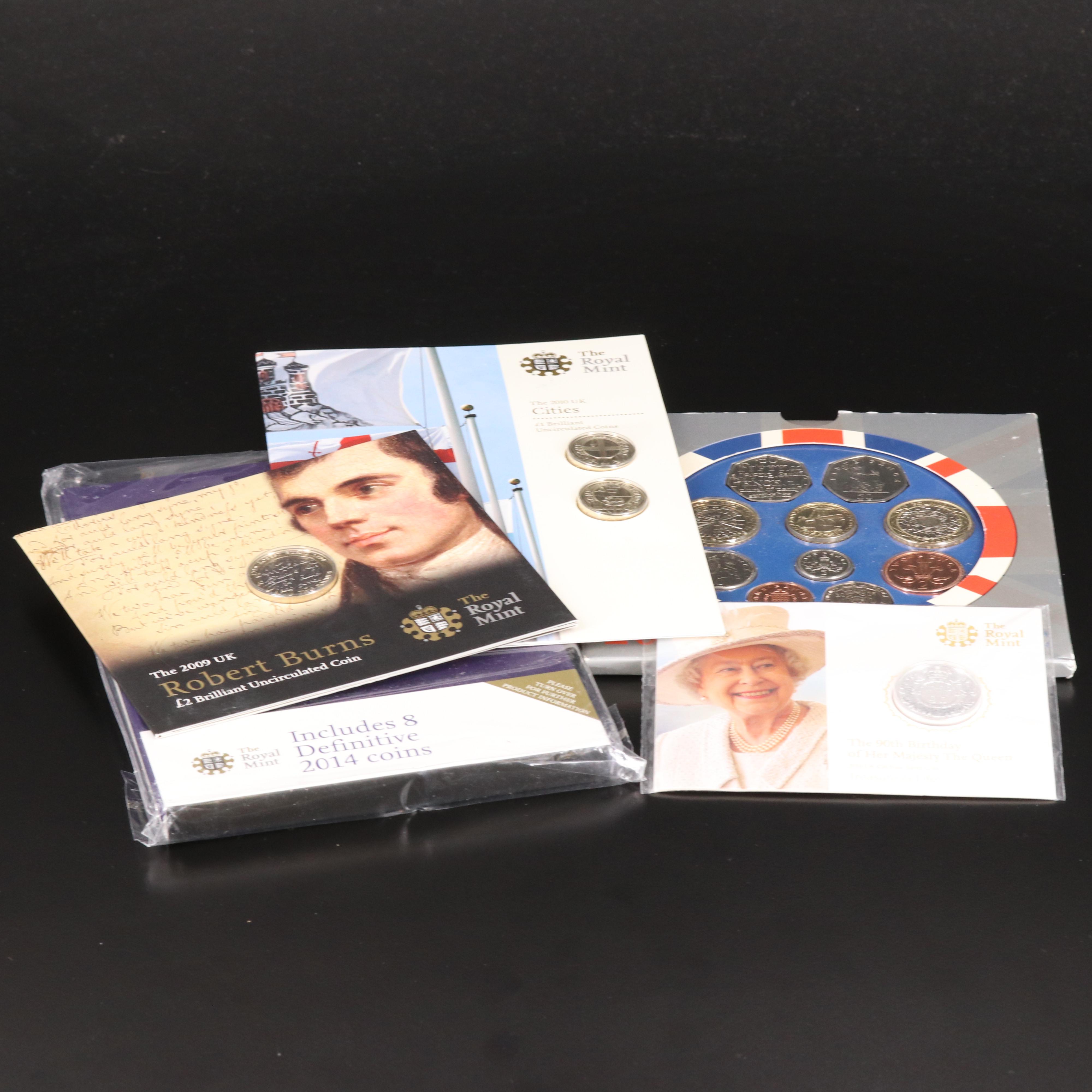 Five British Commemorative Coin Sets