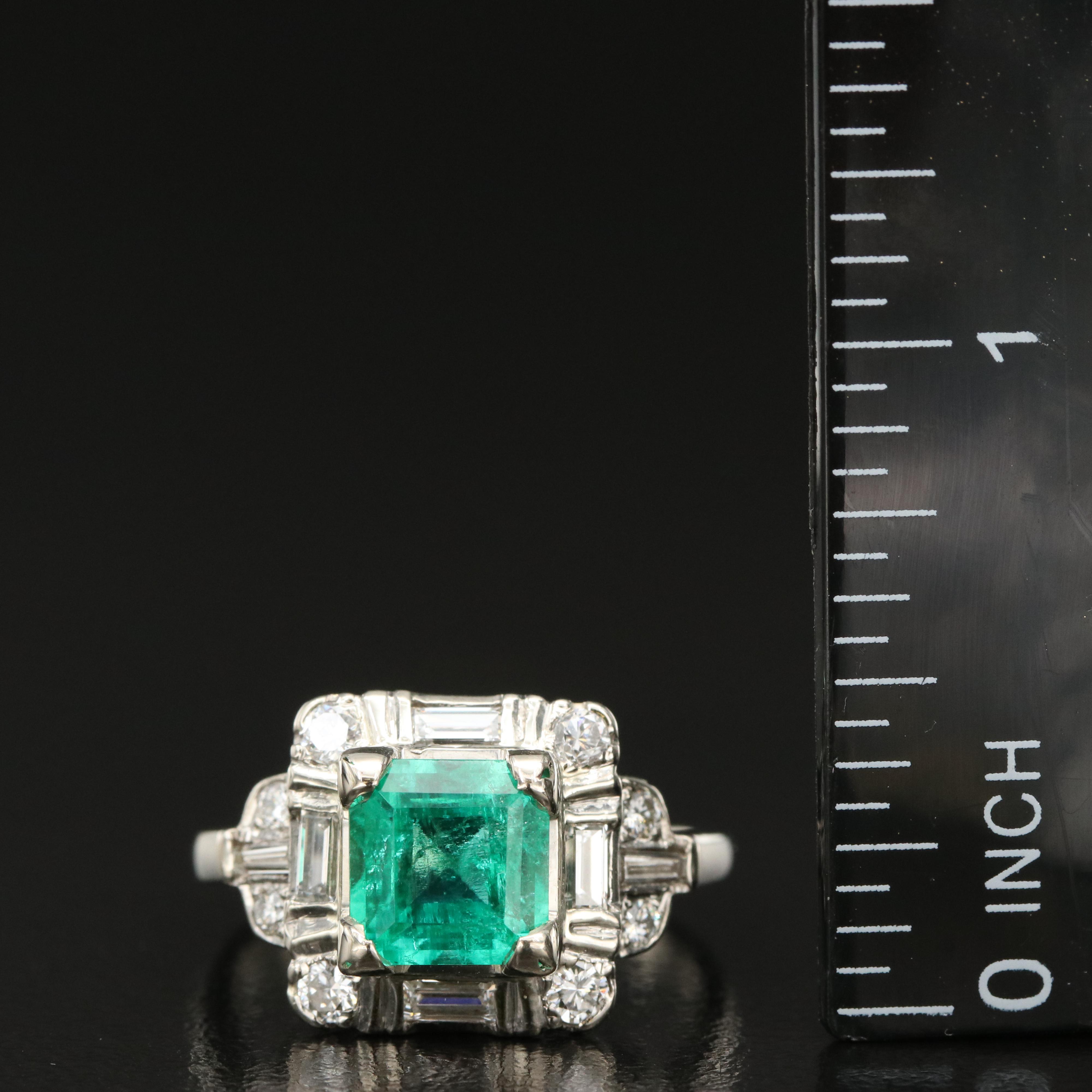 Art Deco 14K 2.04 CT Emerald and Diamond Ring