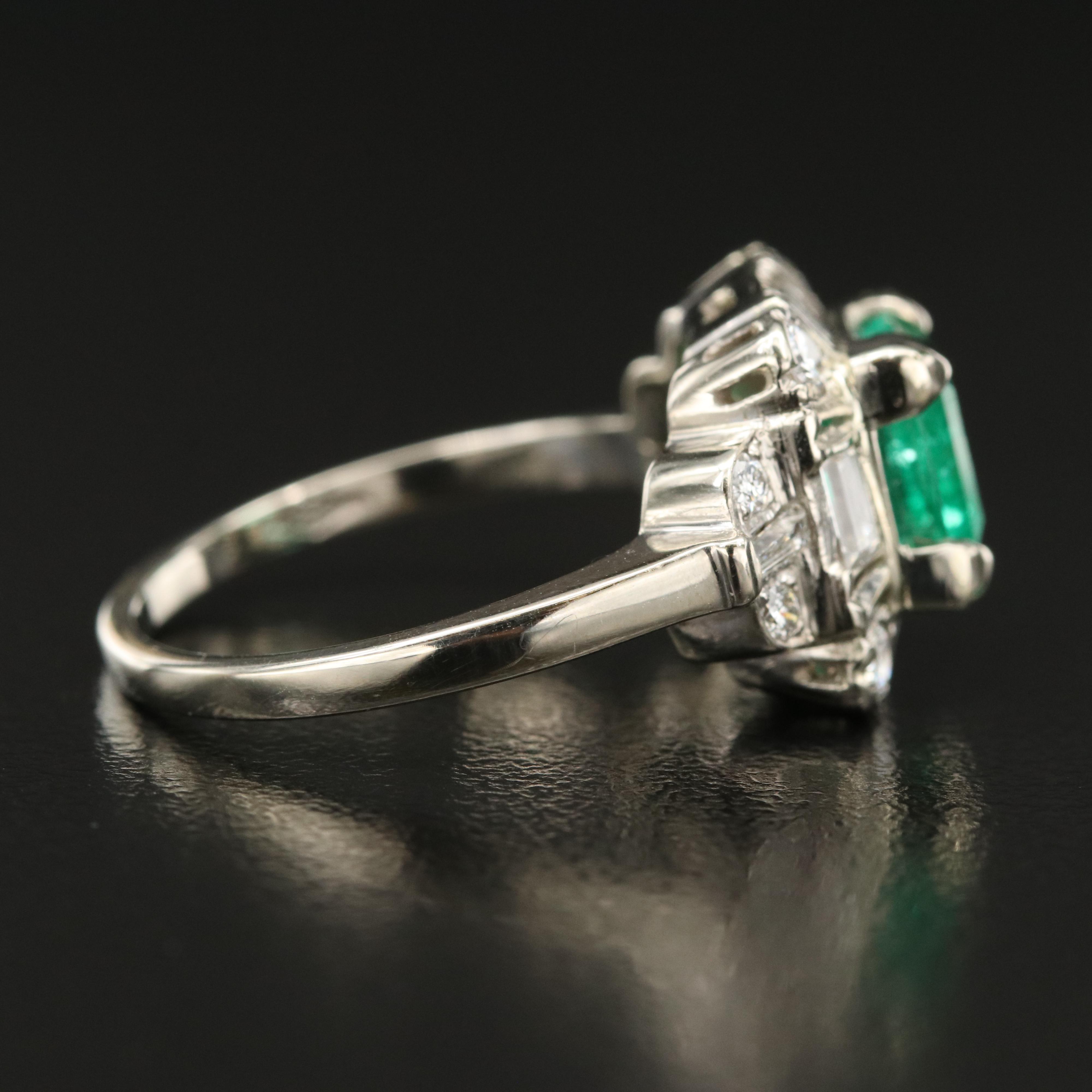 Art Deco 14K 2.04 CT Emerald and Diamond Ring