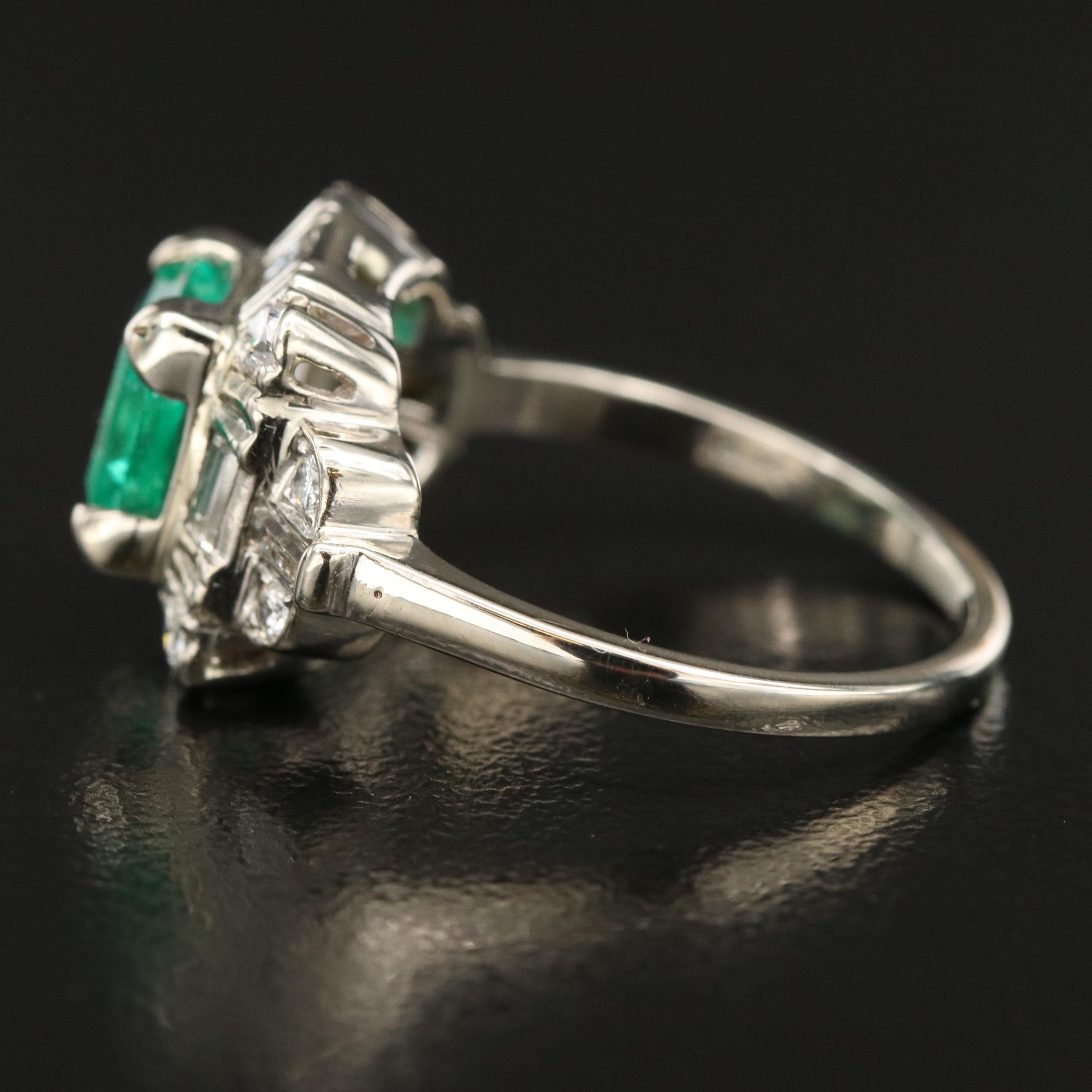 Art Deco 14K 2.04 CT Emerald and Diamond Ring
