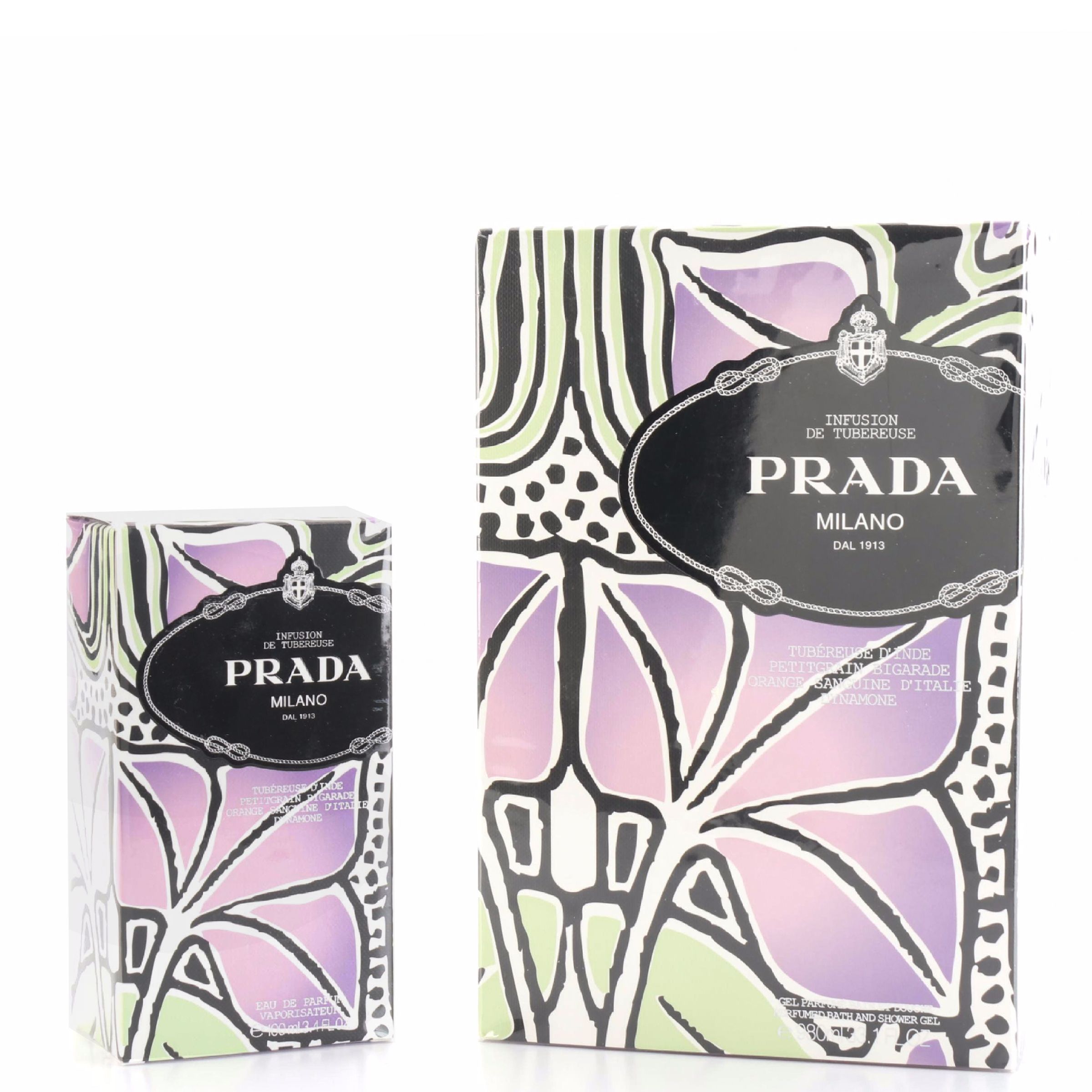 Prada Milano "Infusion de Tubereuse" Spray Perfume and Bath/Shower Gel with Box