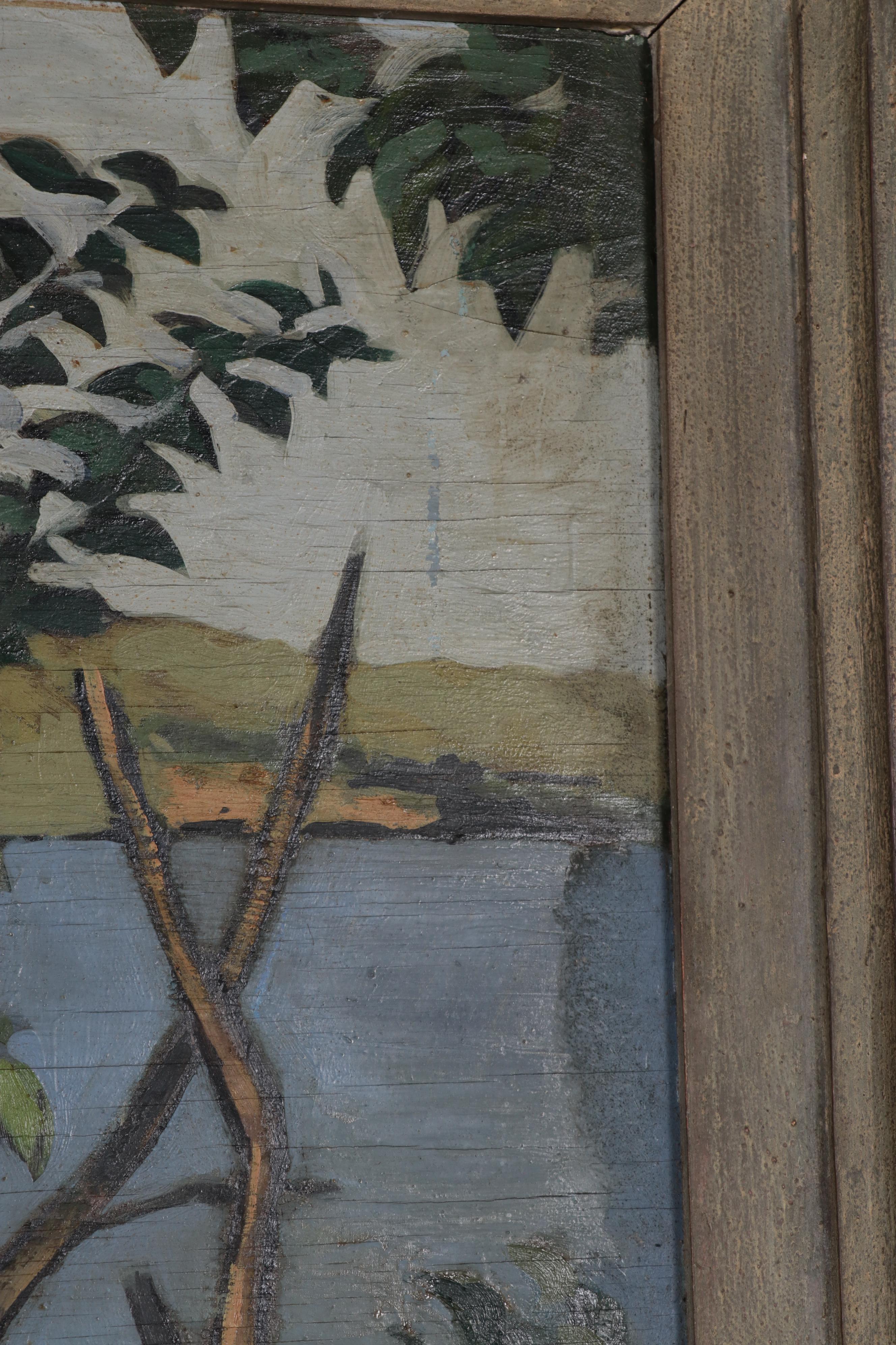 Bunny Colin Oil Painting of Forest and Lake, 1941