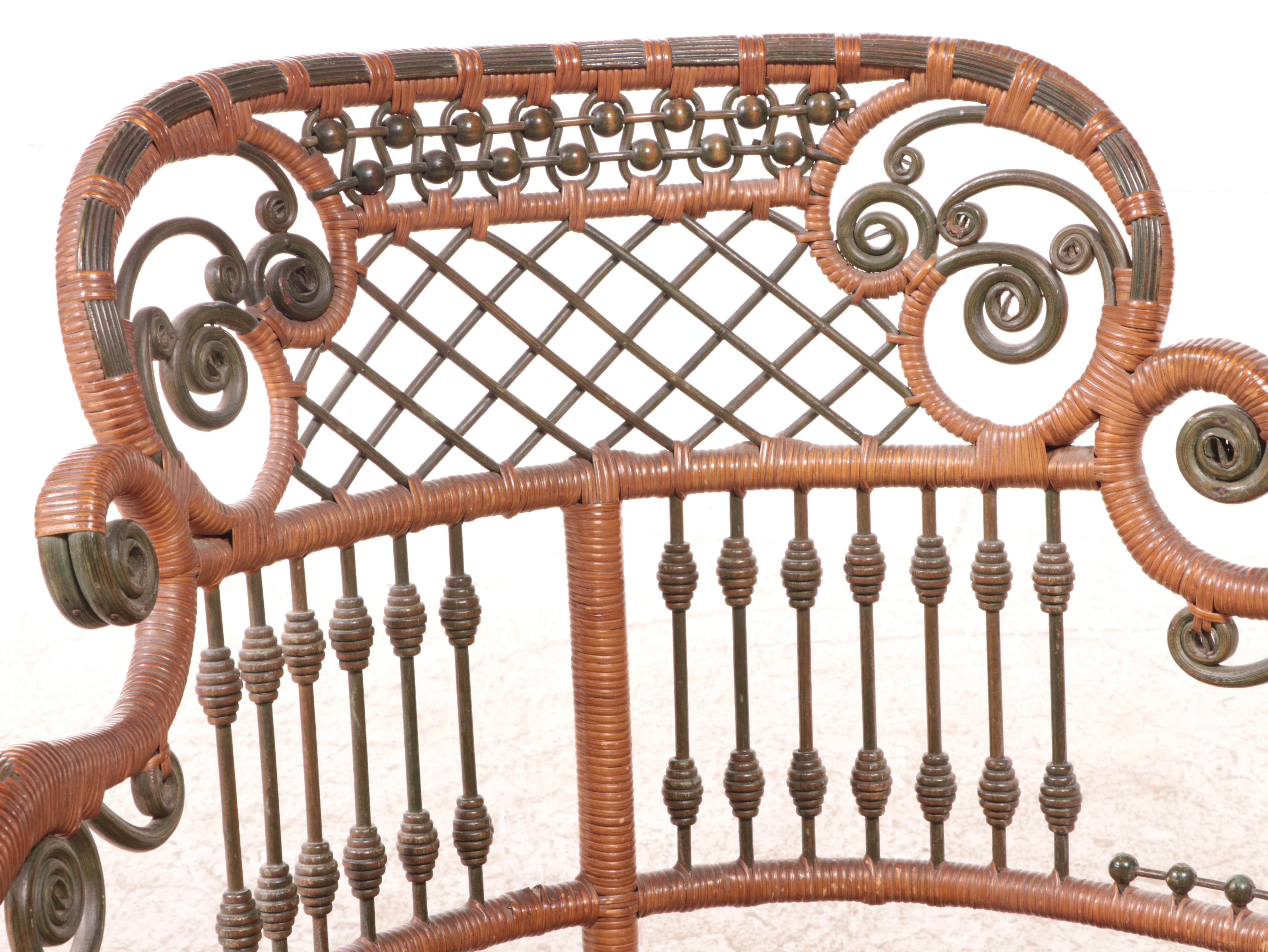 Heywood Brothers and Wakefield Company Late Victorian Wicker Corner Armchair