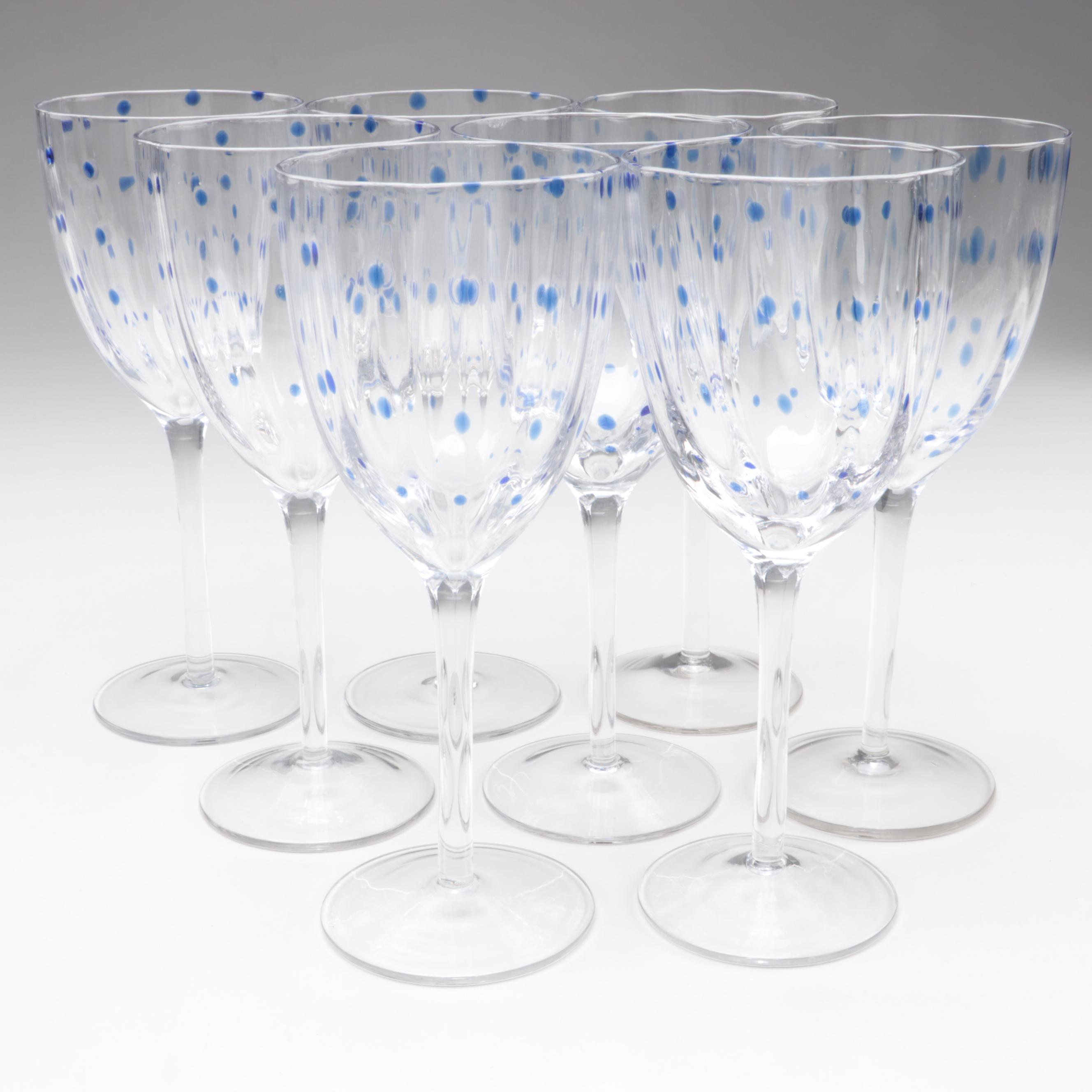 Blue Dot Optic Wine Glasses