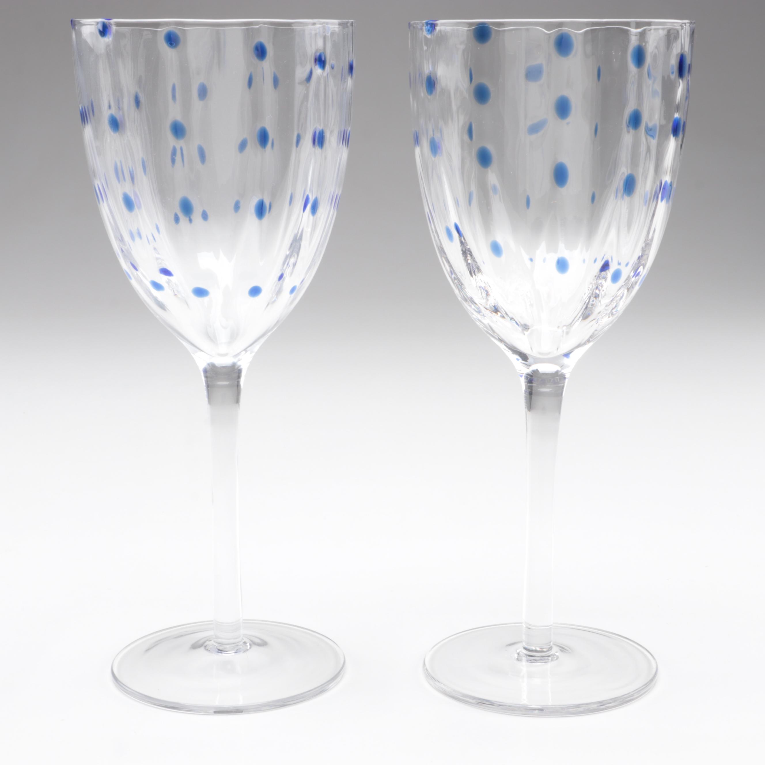 Blue Dot Optic Wine Glasses