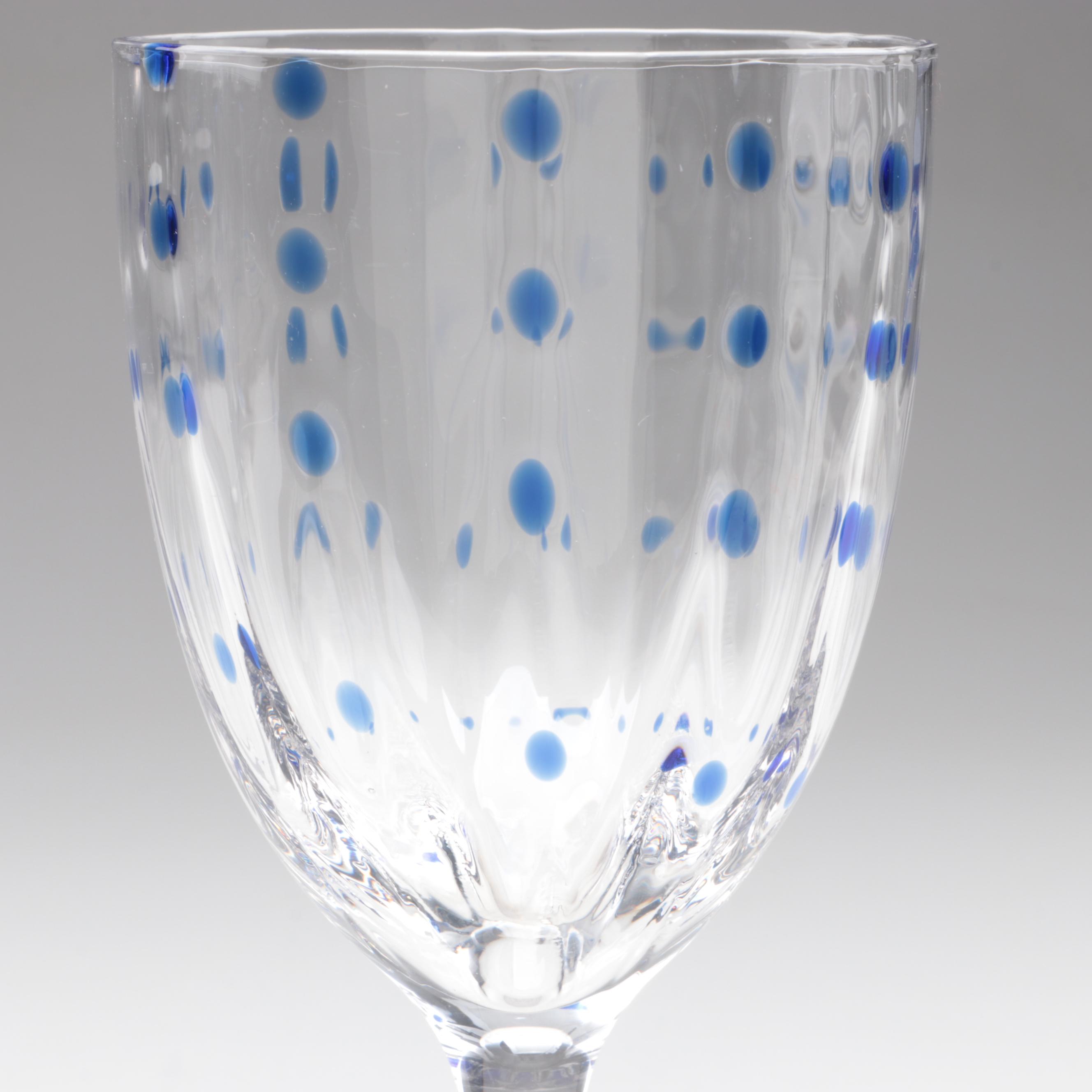 Blue Dot Optic Wine Glasses