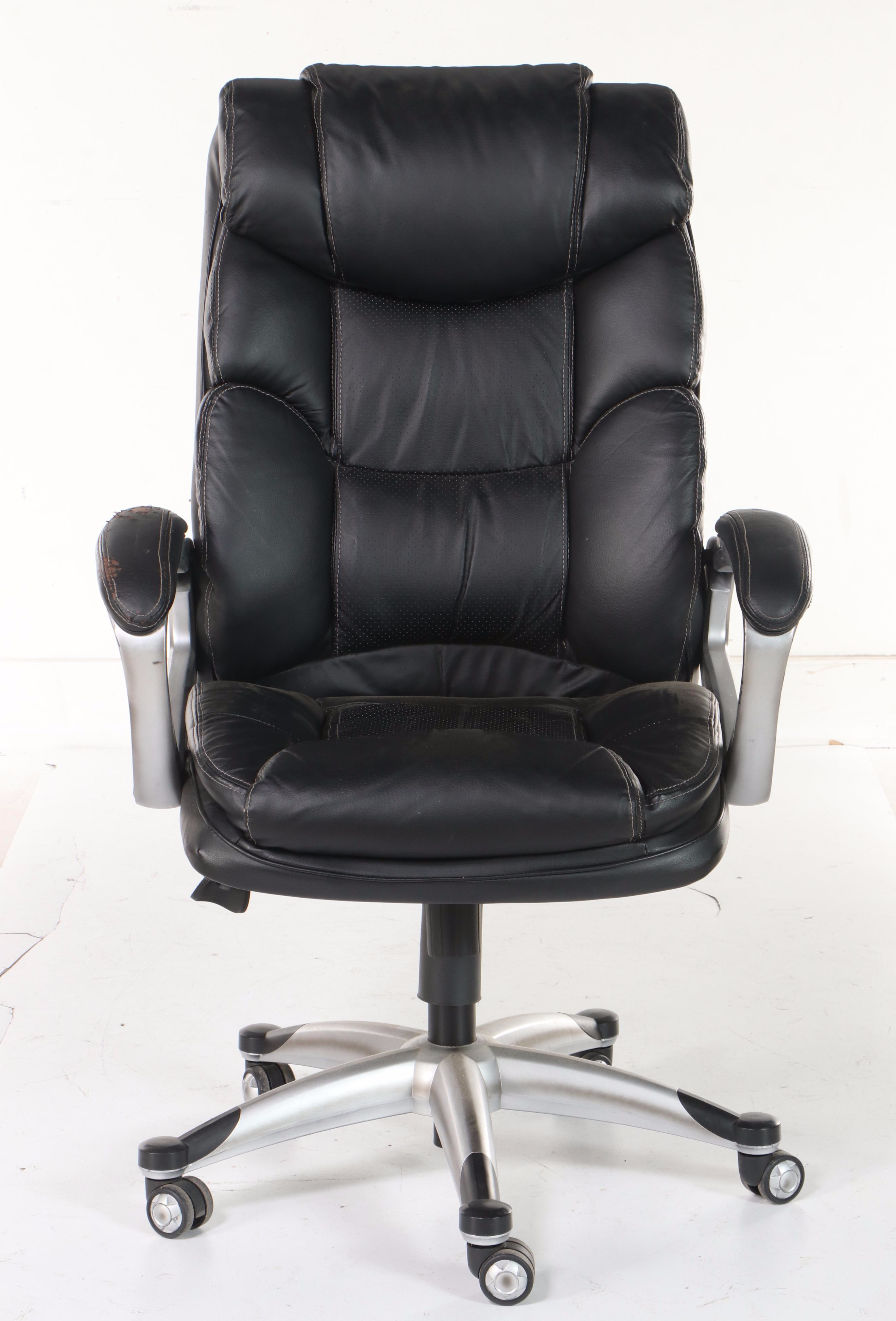 True Innovations "Tillman" Bonded Leather Adjustable Swivel-Tilt Desk Chair