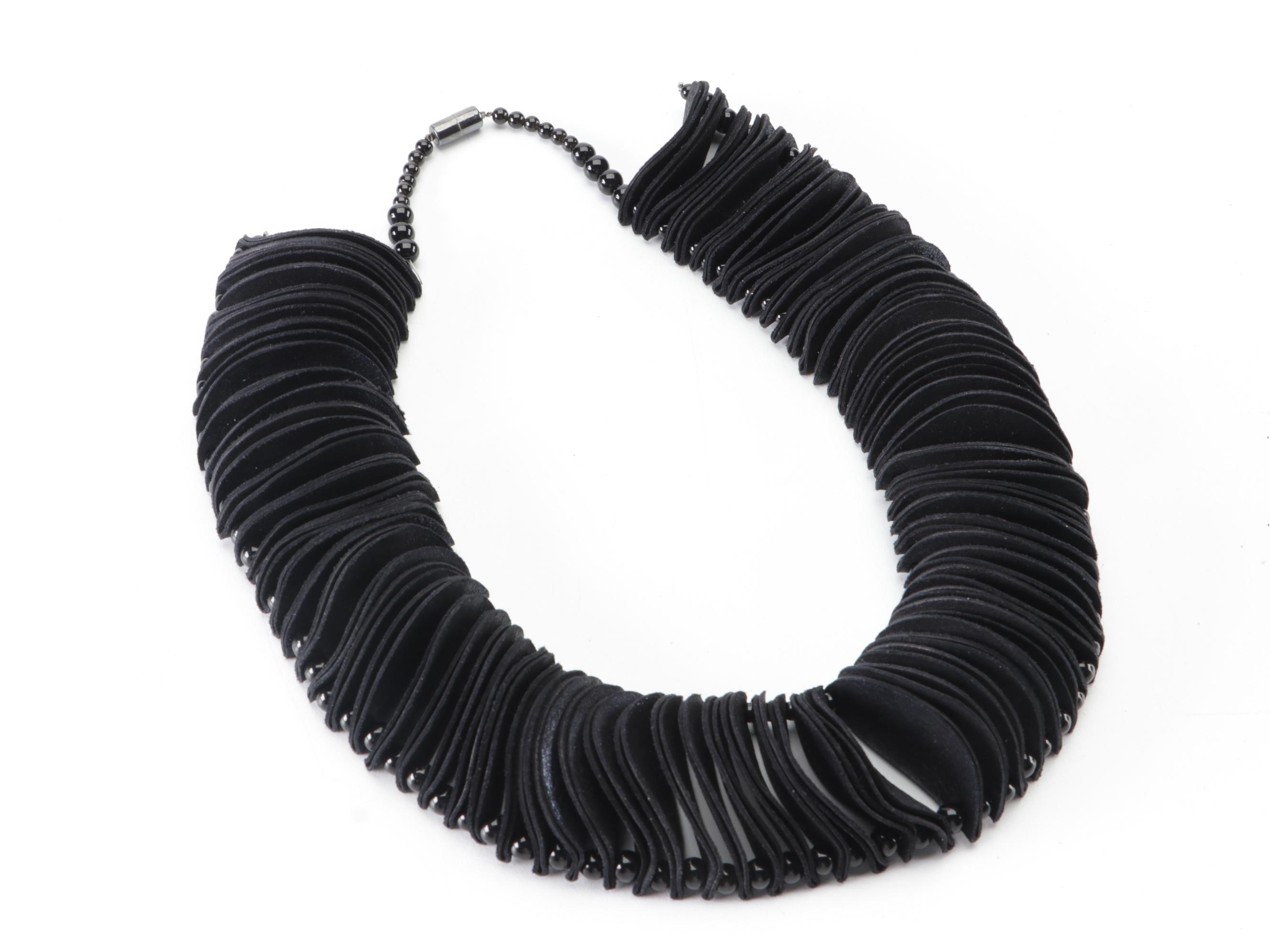 Michele Forest Bijoux Contemporains Necklace and Bracelet in Leather