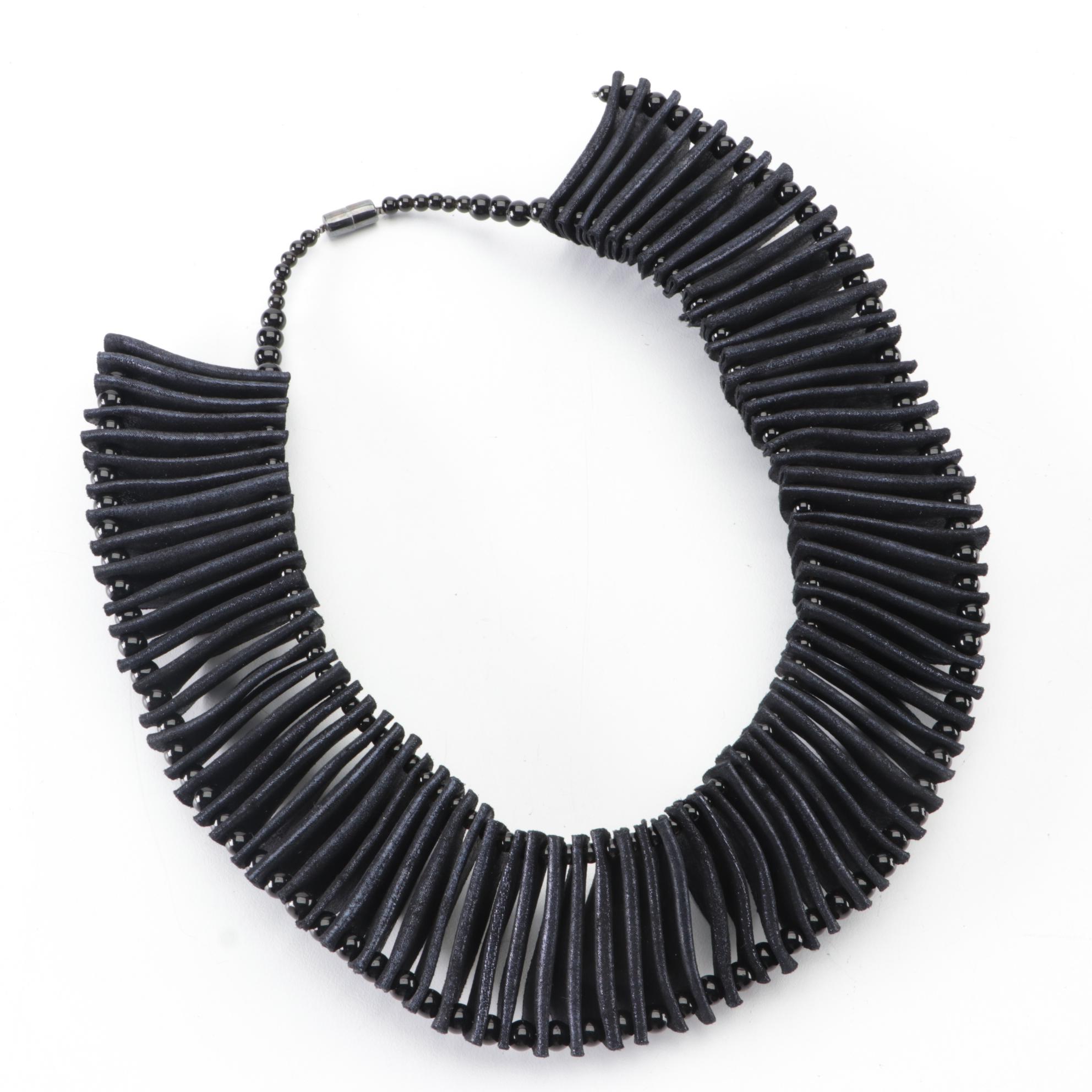 Michele Forest Bijoux Contemporains Necklace and Bracelet in Leather