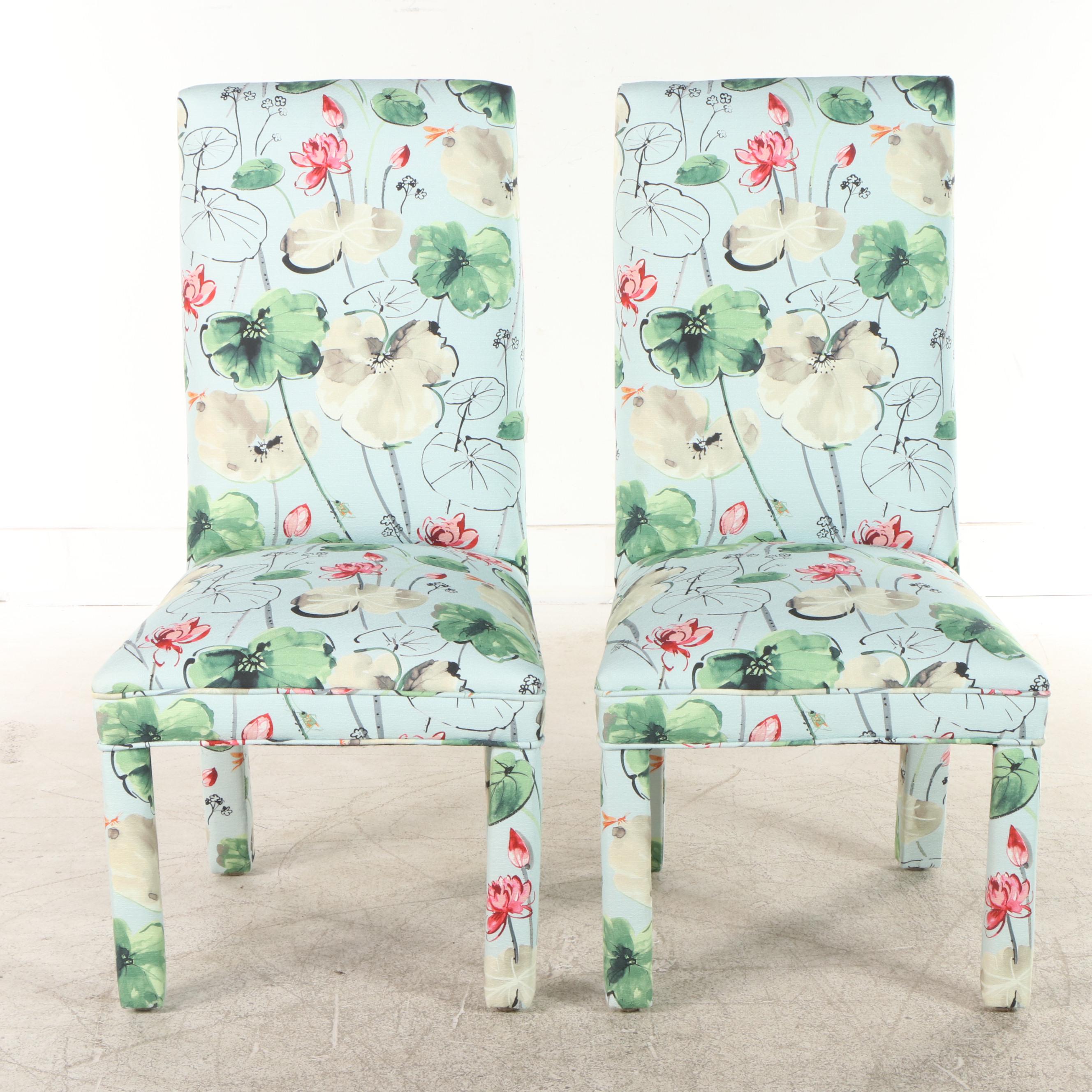 Pair of Custom-Upholstered Parsons Chairs