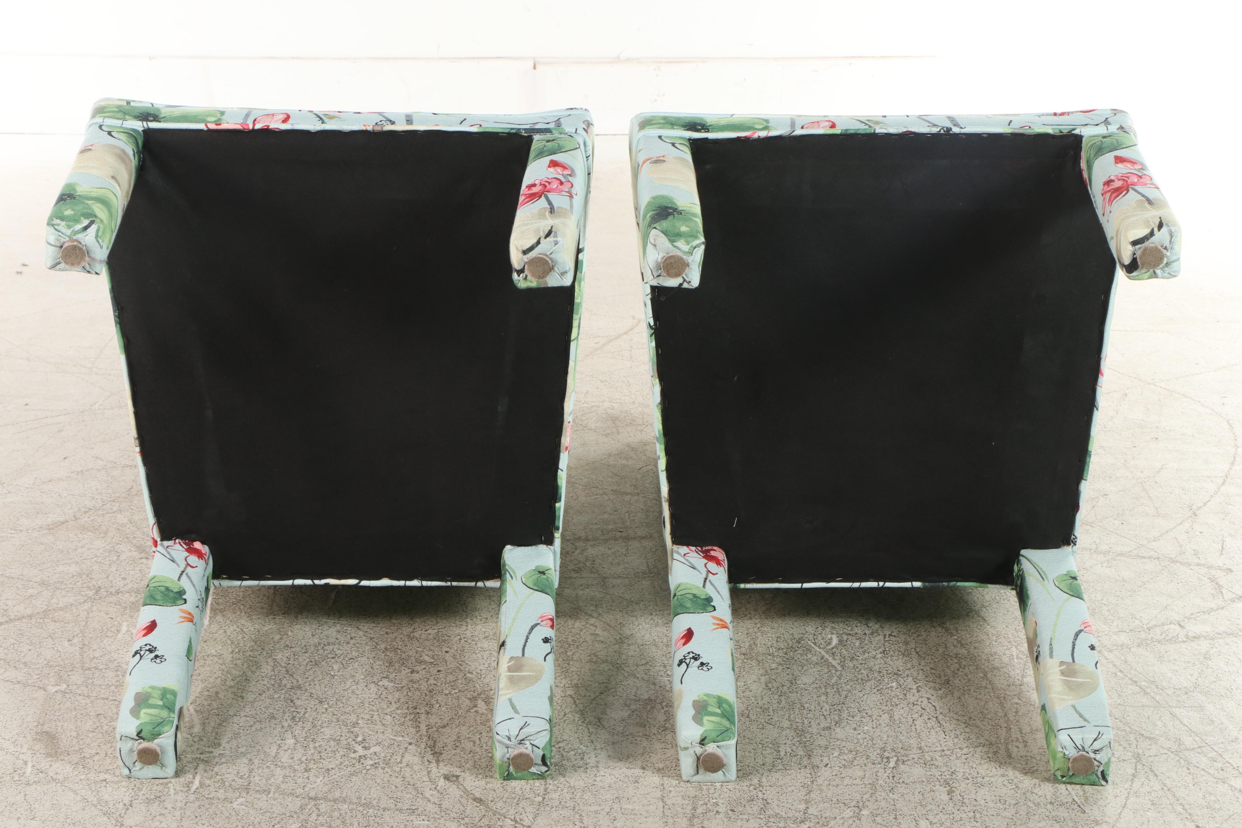 Pair of Custom-Upholstered Parsons Chairs