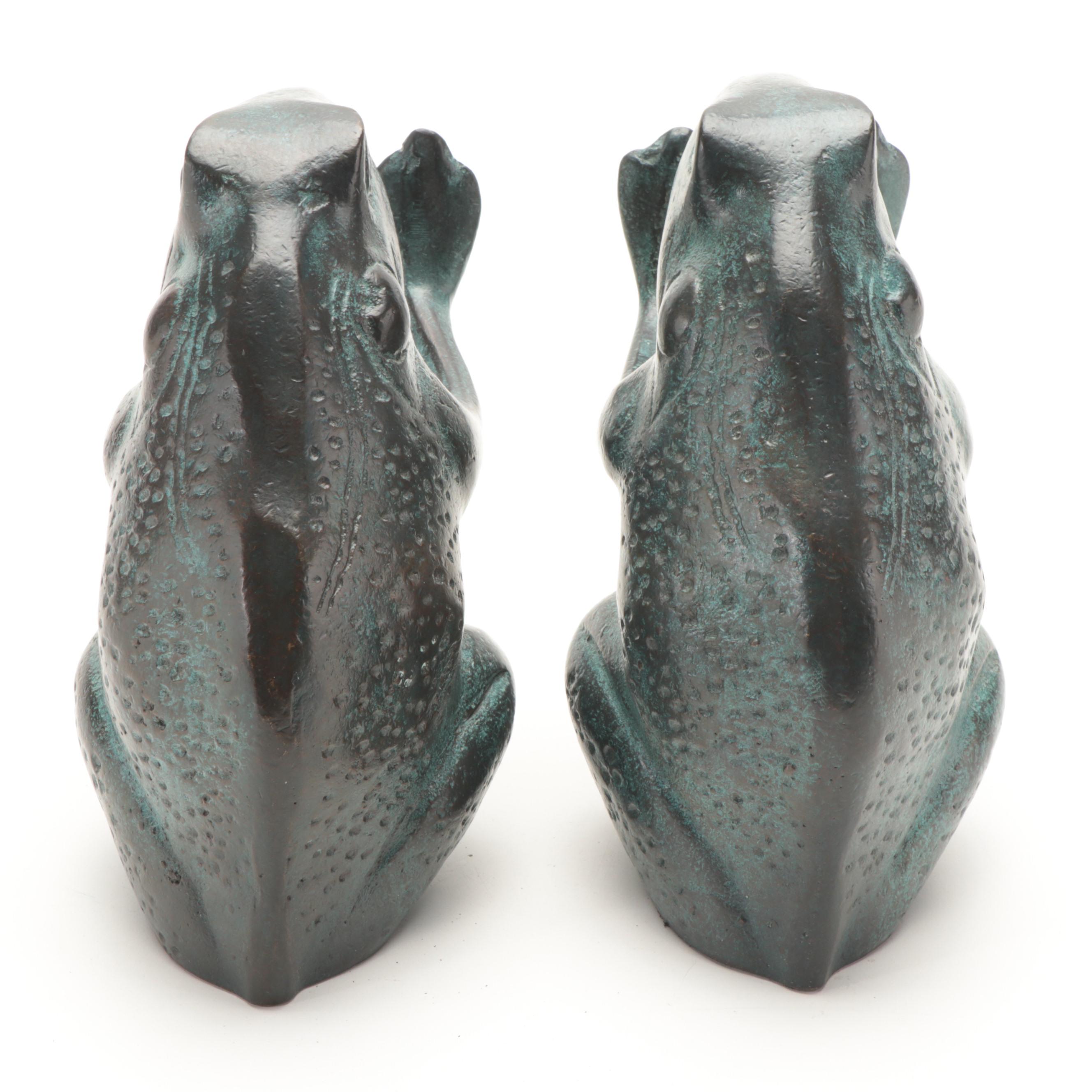 Andrea by Sadek Frog Patinated Brass Bookends