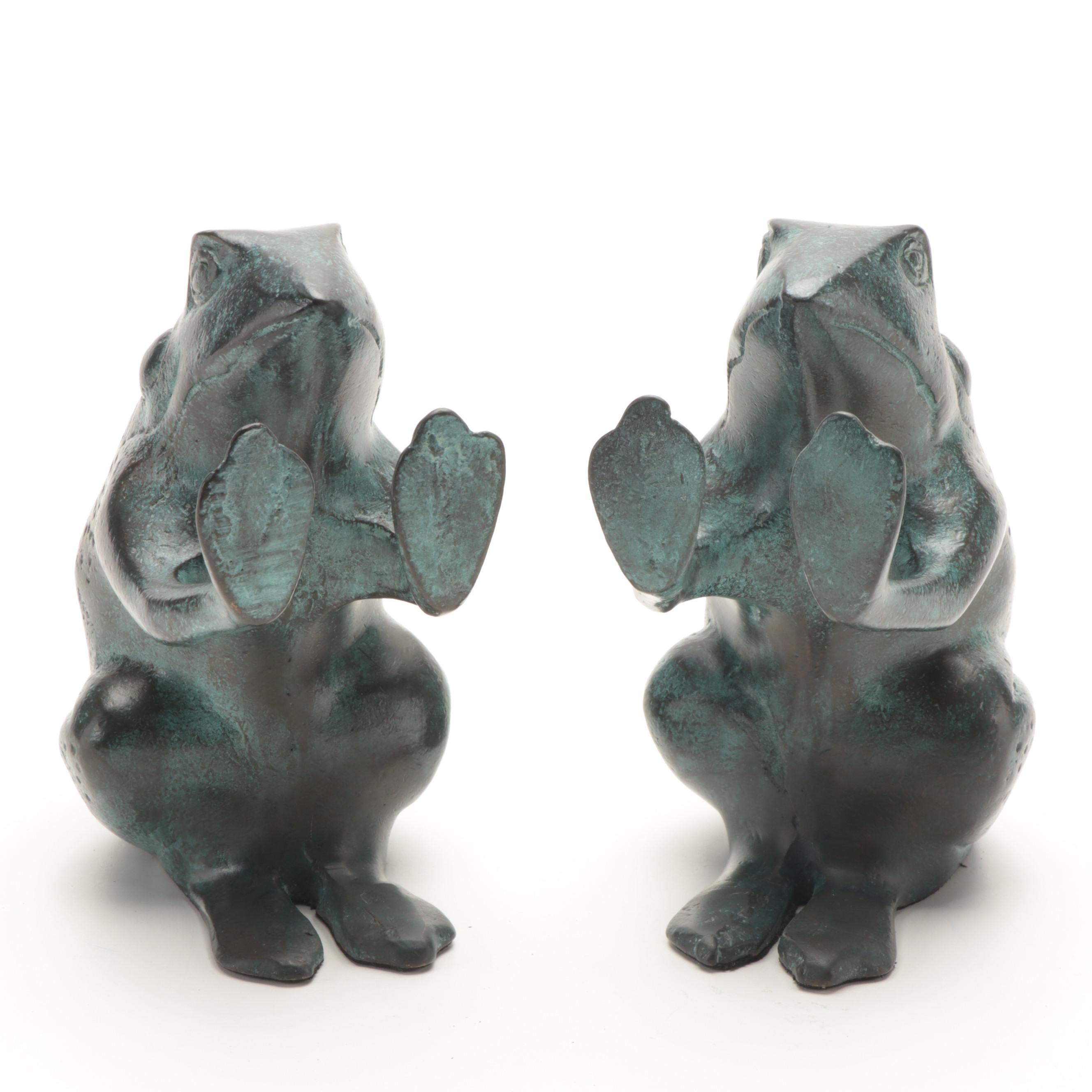 Andrea by Sadek Frog Patinated Brass Bookends