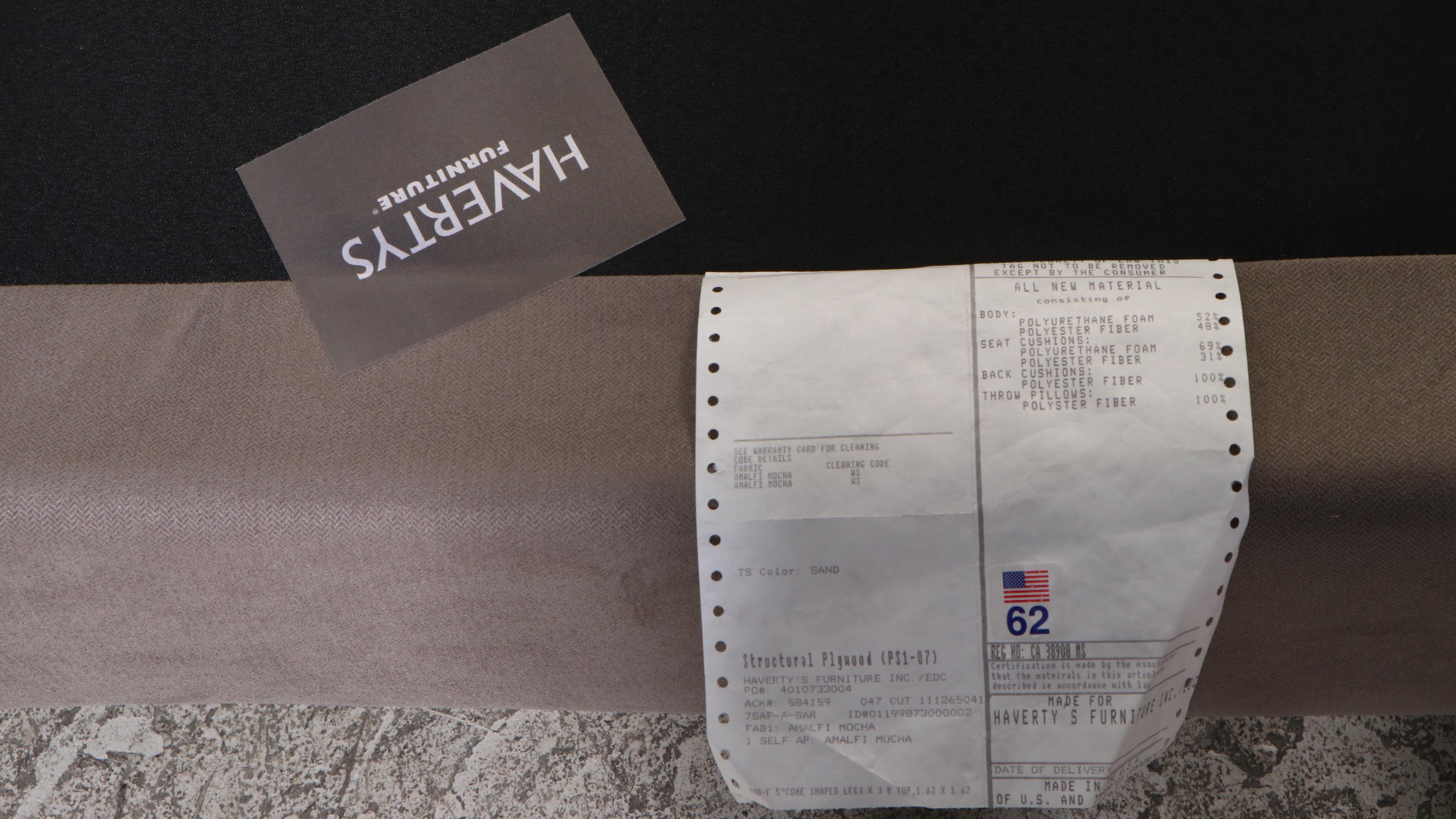 Havertys Custom-Upholstered Two-Part Sectional Sofa