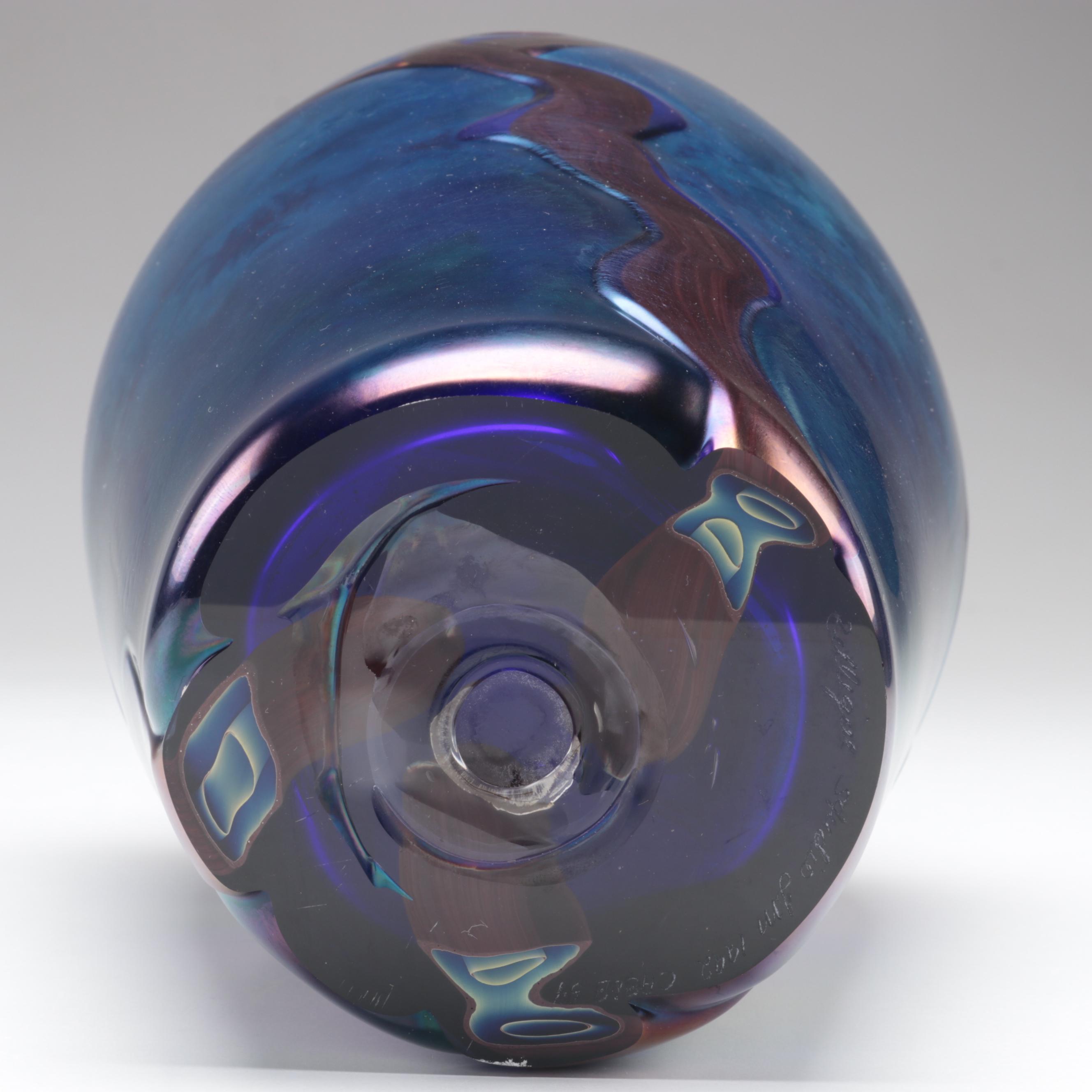 Joseph Morel for Zellique "Hawthorn Tree" Iridescent with Murrine Art Glass Vase