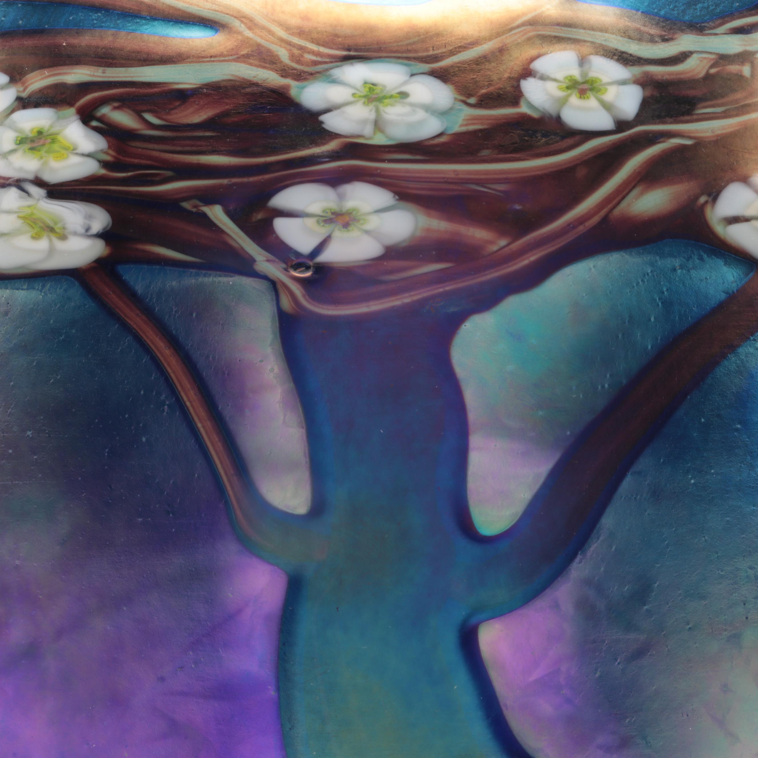 Joseph Morel for Zellique "Hawthorn Tree" Iridescent with Murrine Art Glass Vase