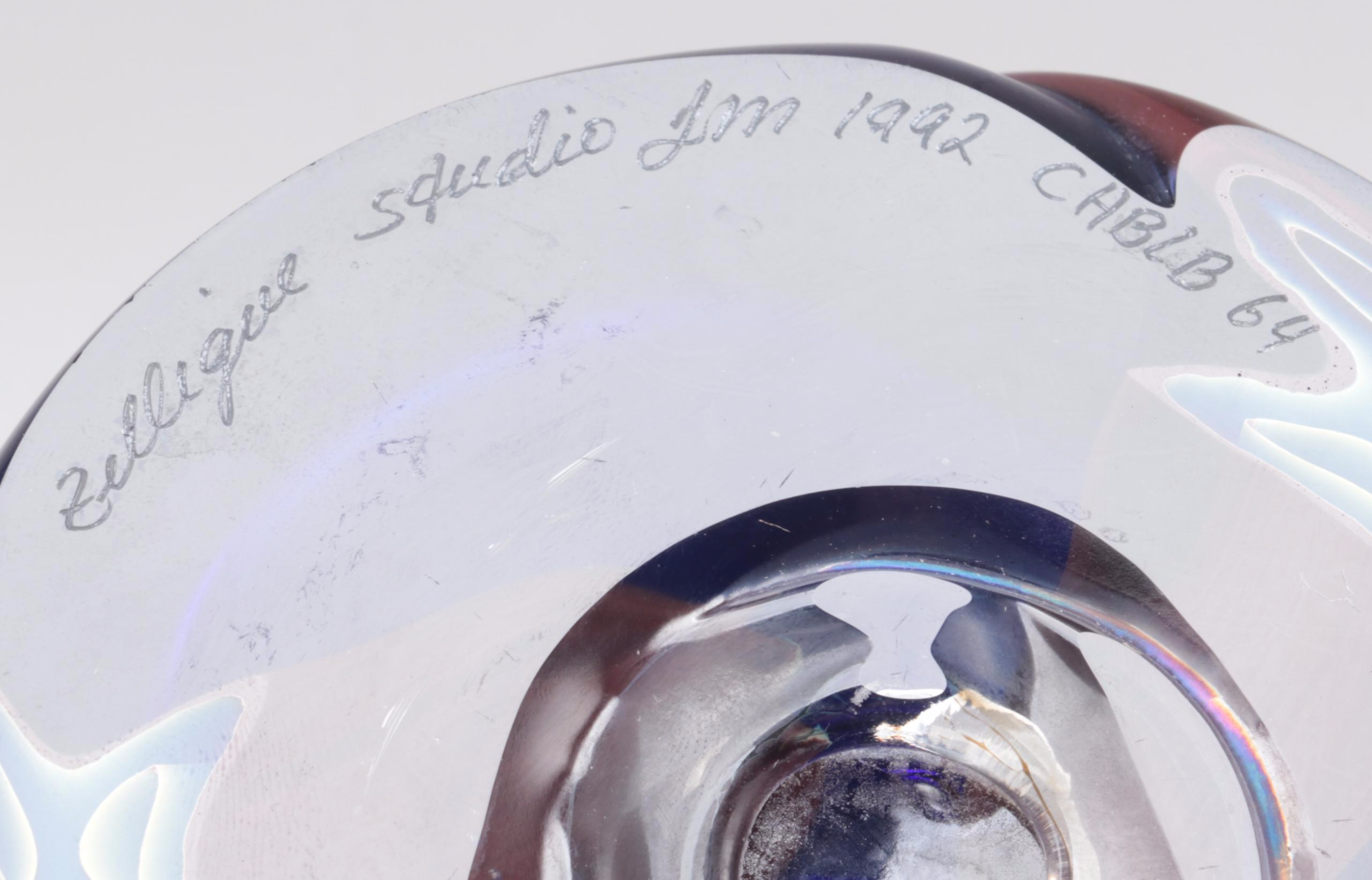 Joseph Morel for Zellique "Hawthorn Tree" Iridescent with Murrine Art Glass Vase