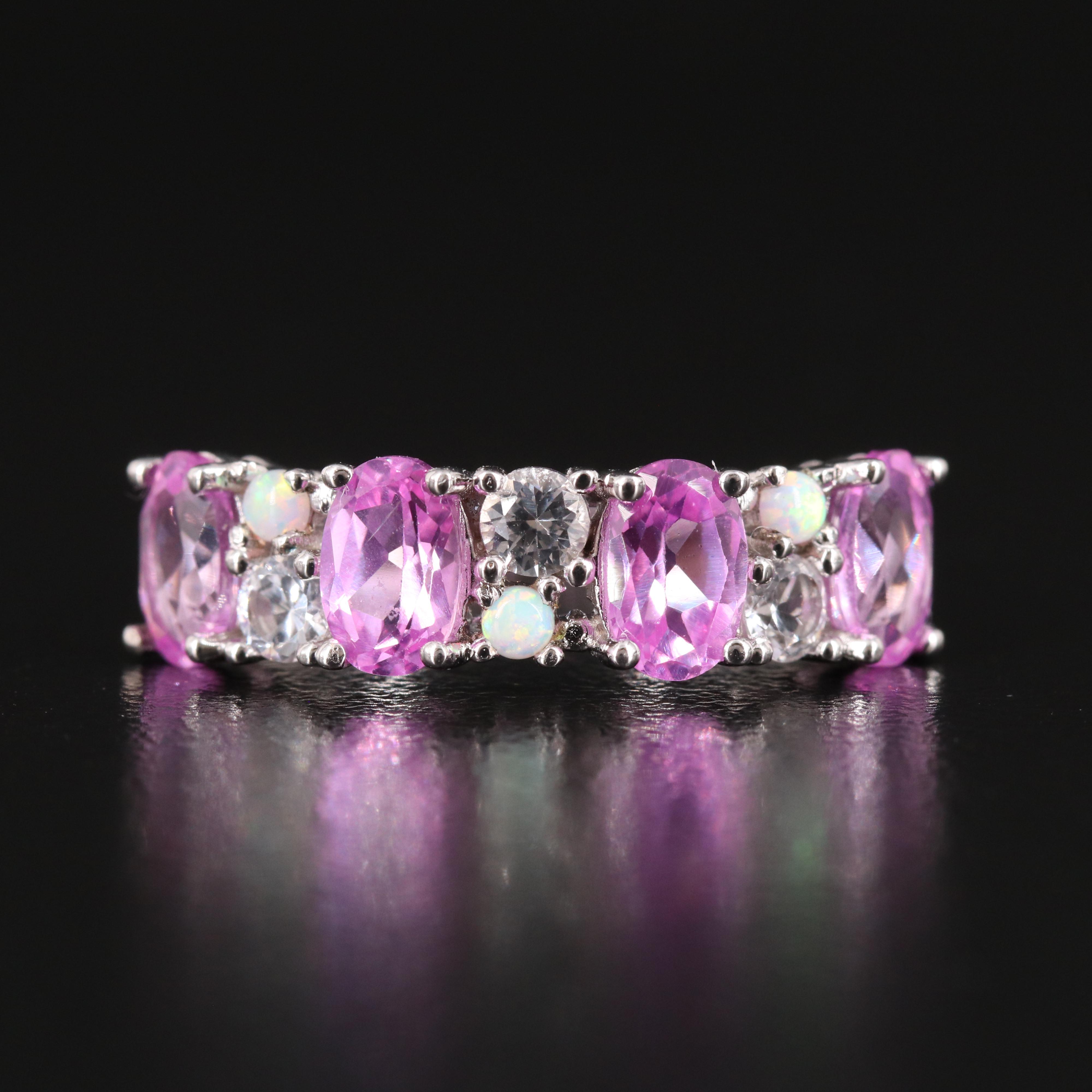 Sterling Sapphire and Opal Ring