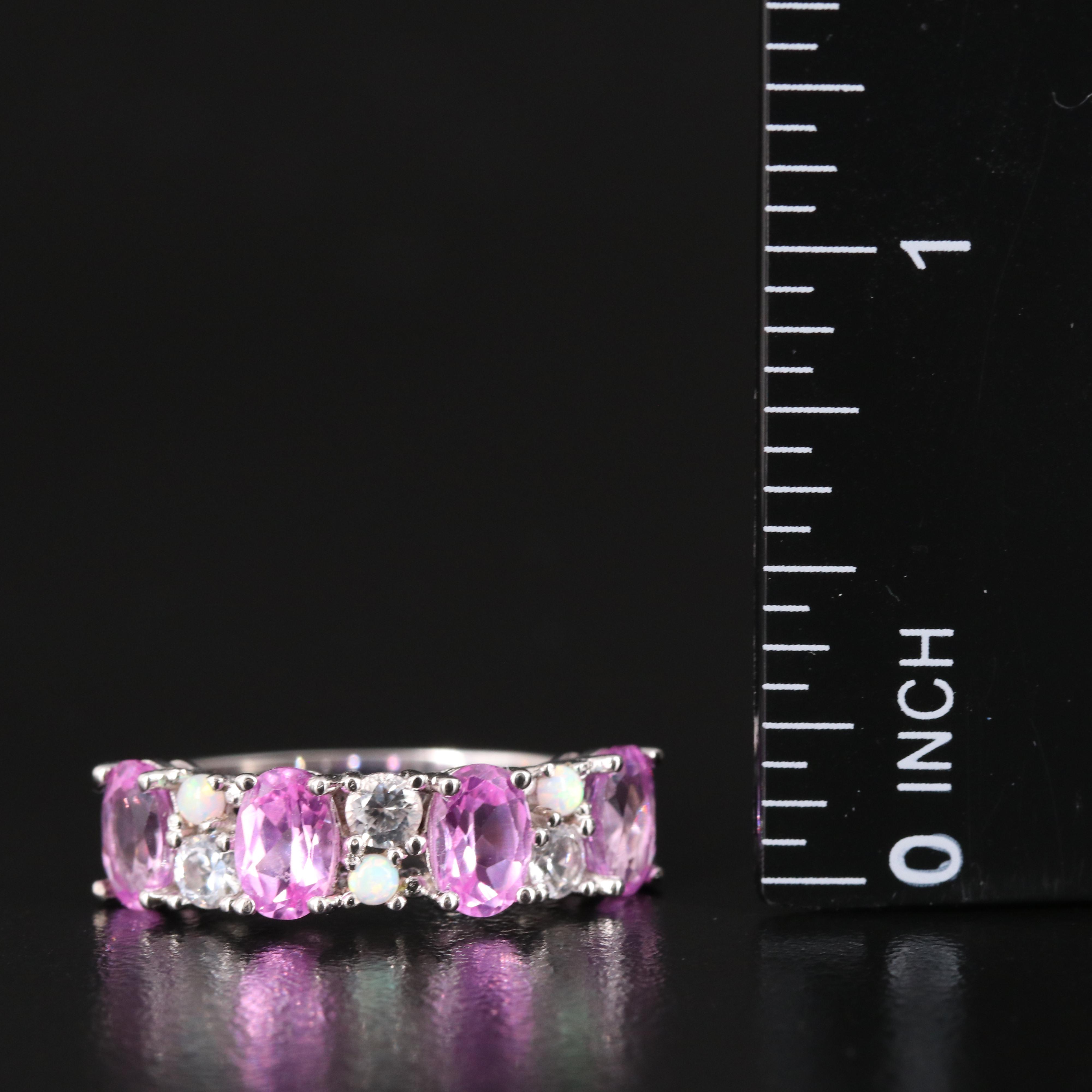 Sterling Sapphire and Opal Ring