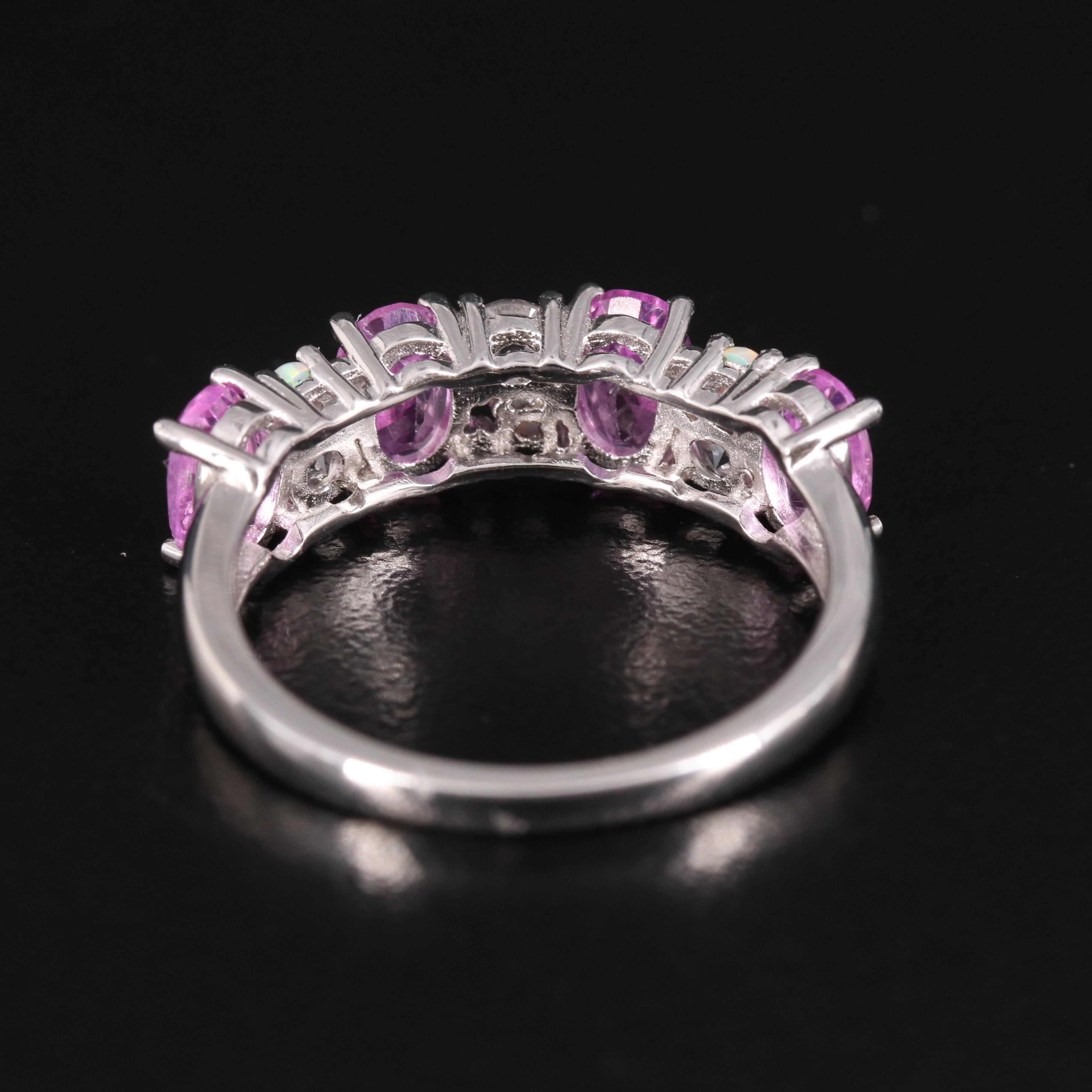 Sterling Sapphire and Opal Ring