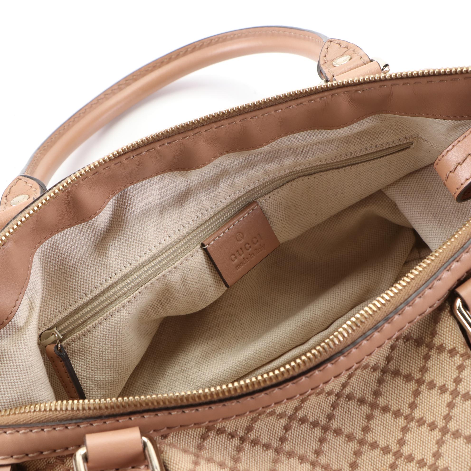 Gucci Medium Sukey Tote in Tan Diamante Jacquard Canvas and Leather