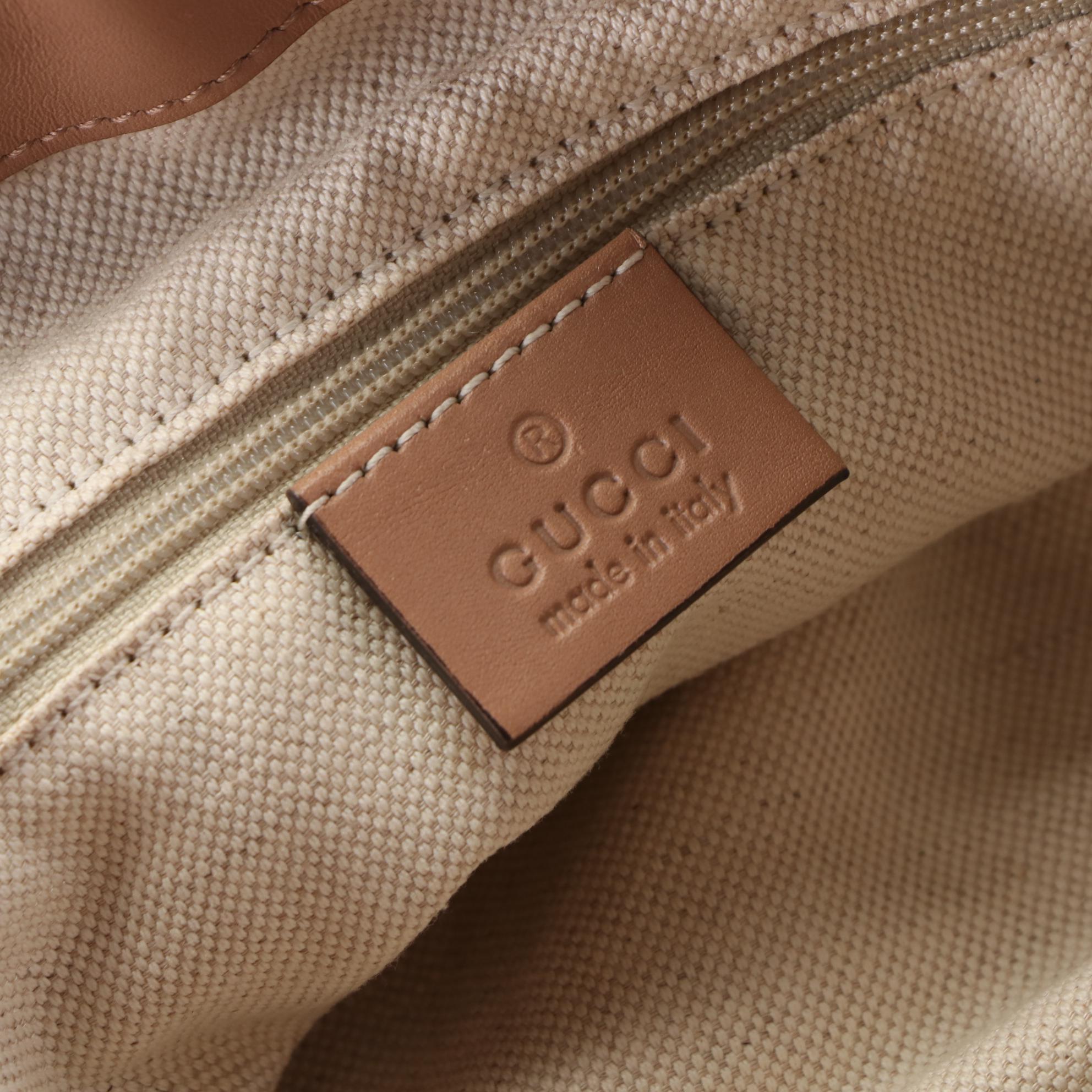 Gucci Medium Sukey Tote in Tan Diamante Jacquard Canvas and Leather