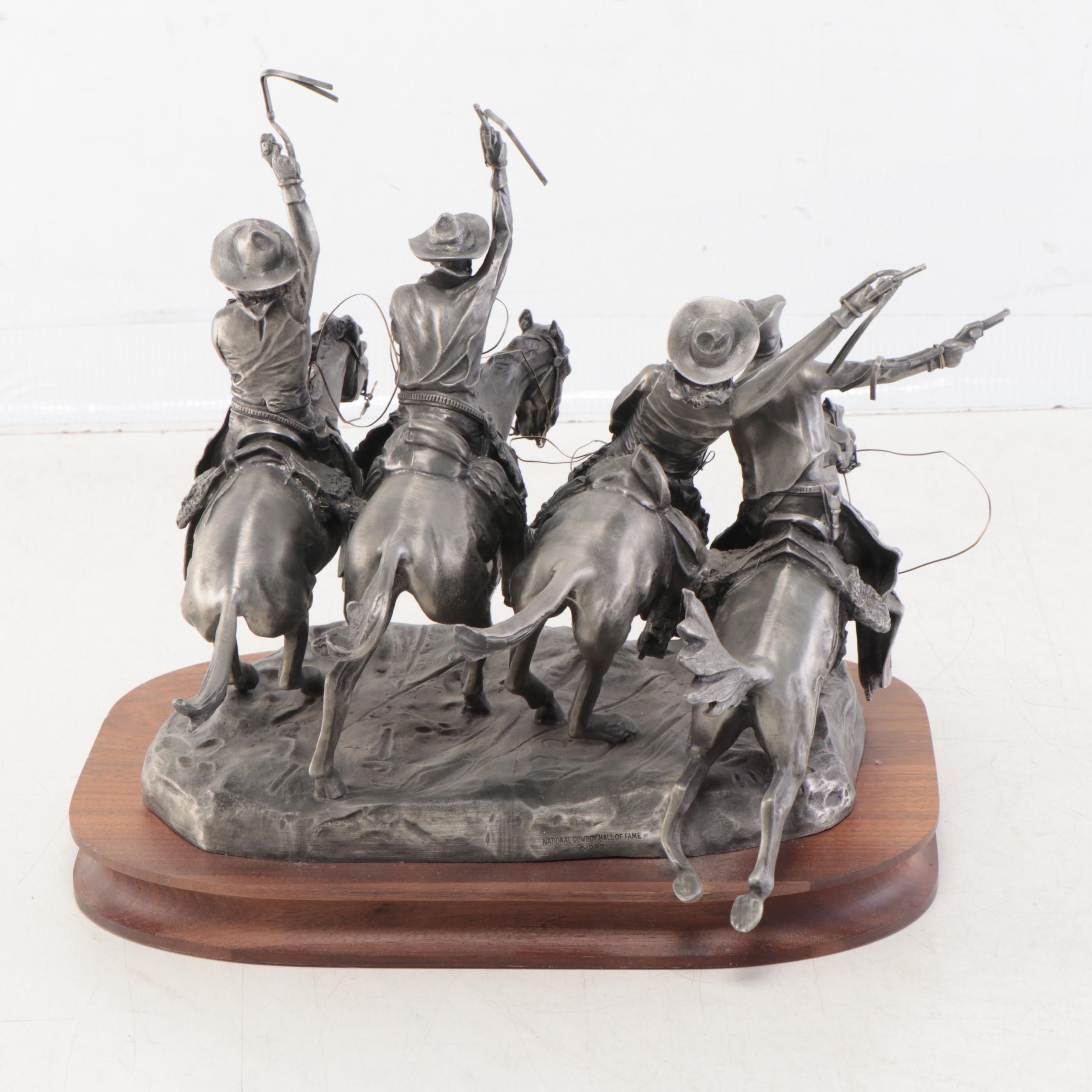 Pewter Sculpture After Frederic Remington "Coming Through the Rye," 1982