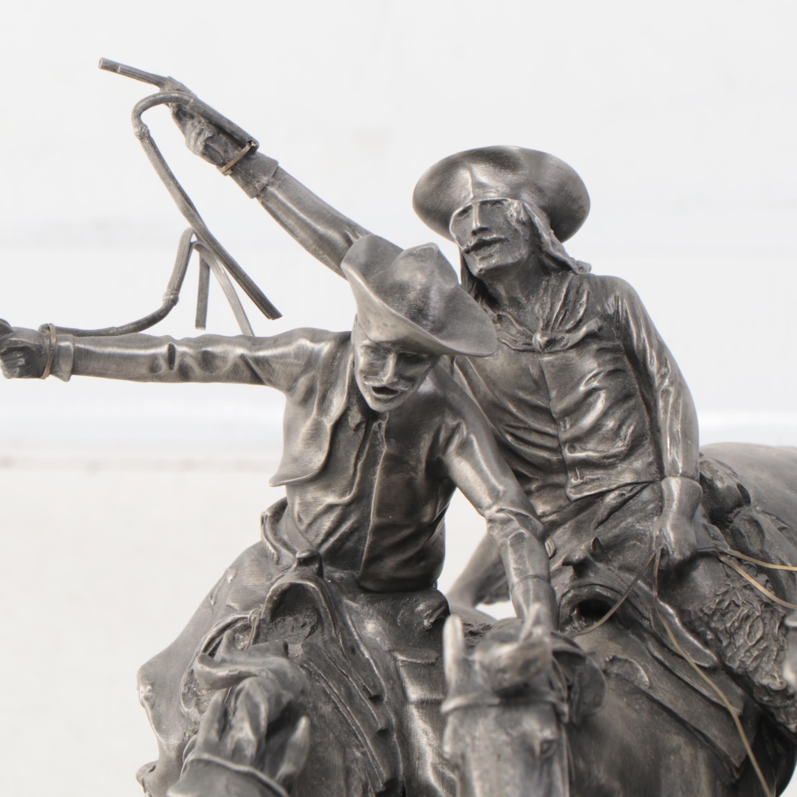 Pewter Sculpture After Frederic Remington "Coming Through the Rye," 1982