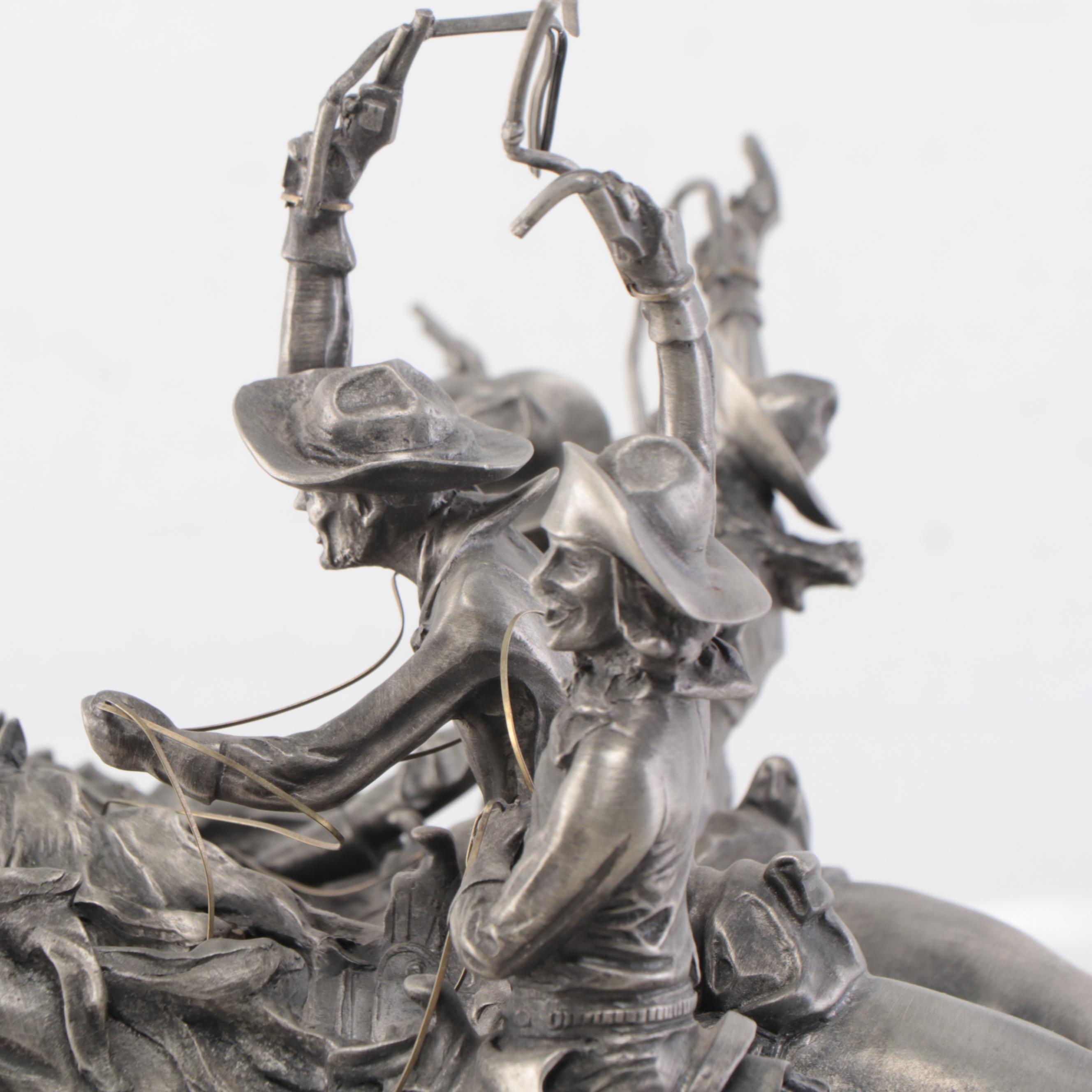 Pewter Sculpture After Frederic Remington "Coming Through the Rye," 1982