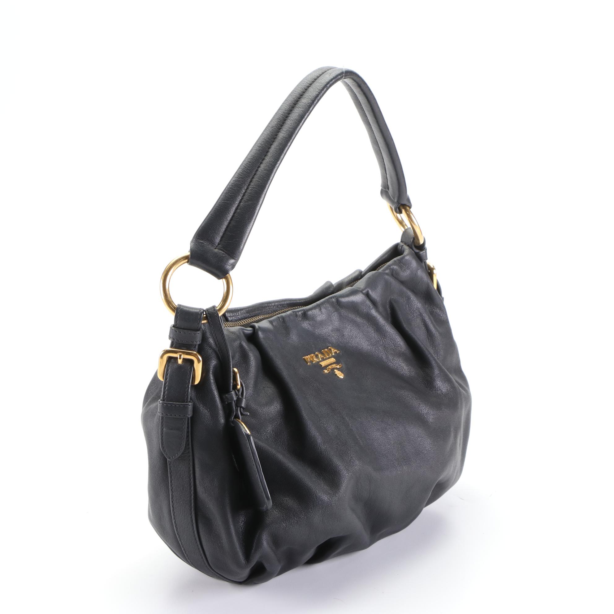 Prada Small Hobo Shoulder Bag in Goatskin Leather