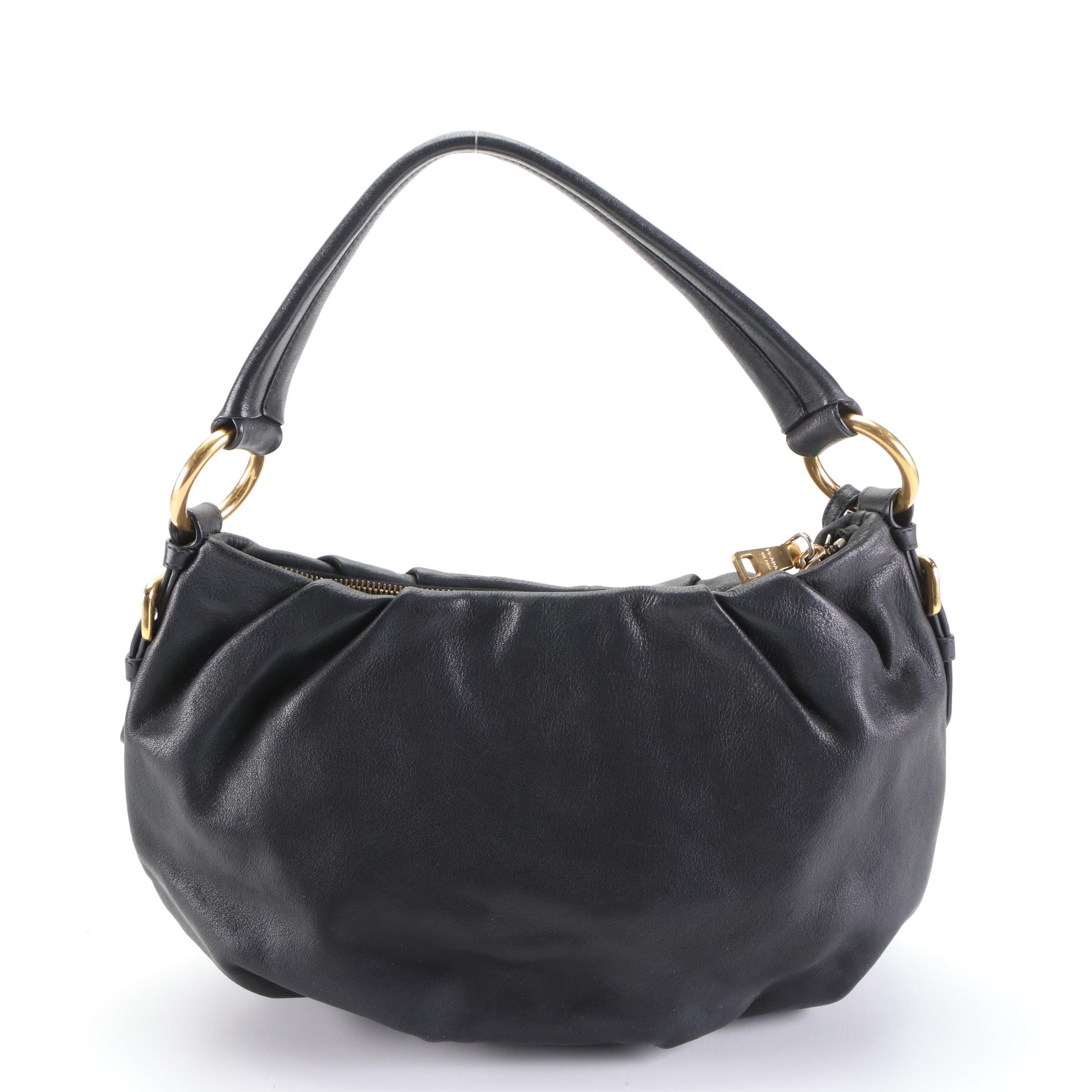 Prada Small Hobo Shoulder Bag in Goatskin Leather