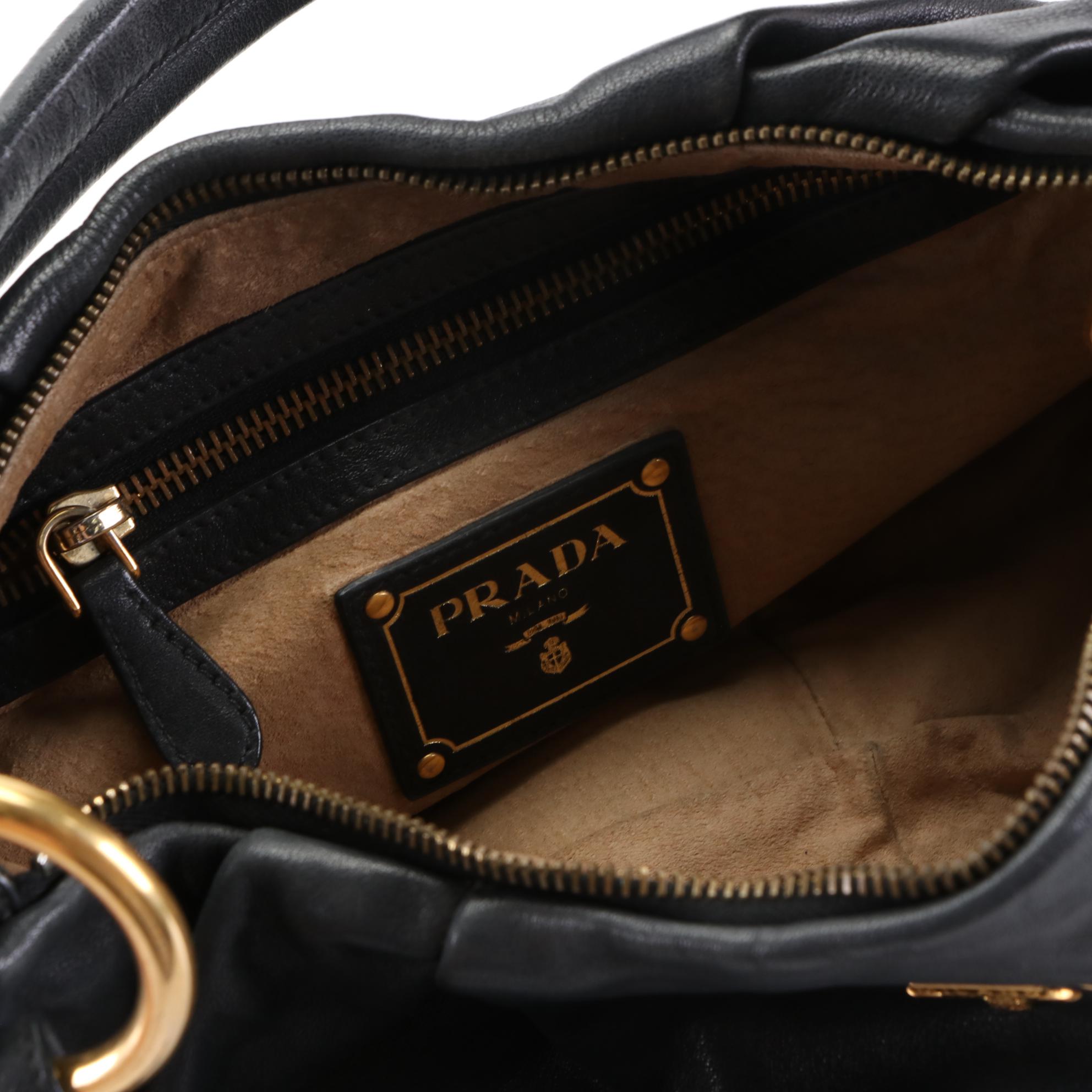 Prada Small Hobo Shoulder Bag in Goatskin Leather