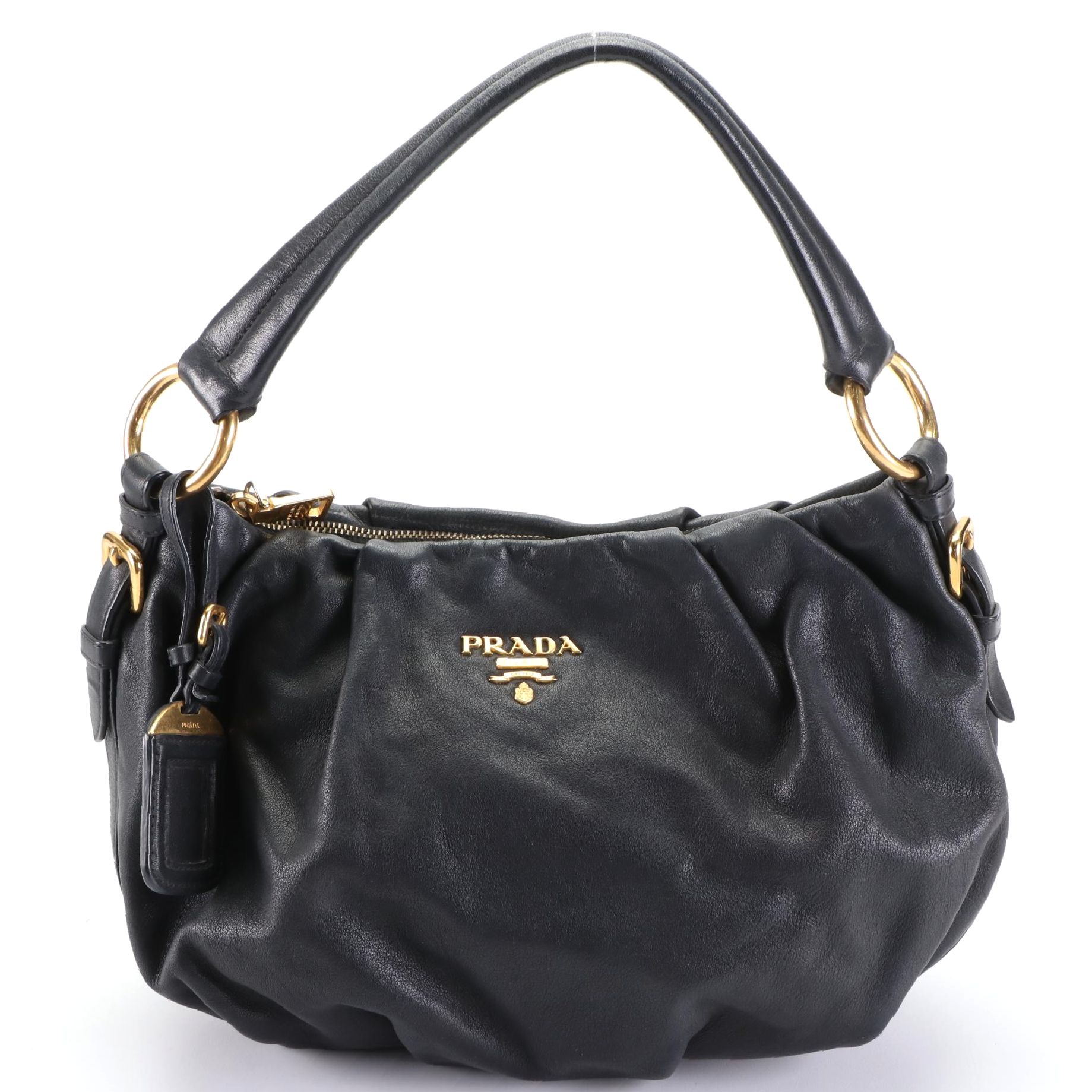 Prada Small Hobo Shoulder Bag in Goatskin Leather