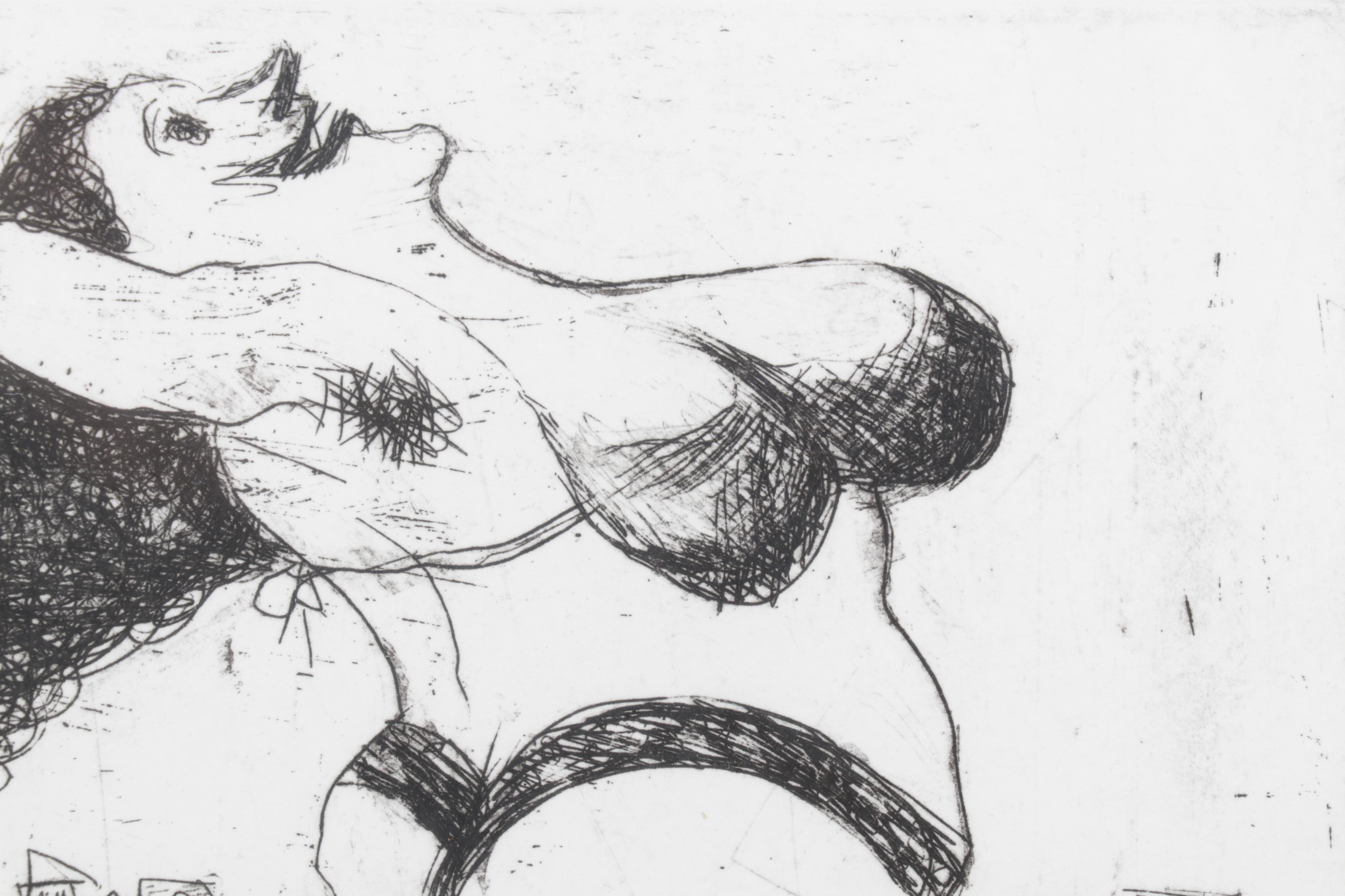 Sidney Chafetz Caricature Etching "Spring," Mid-Late 20th Century