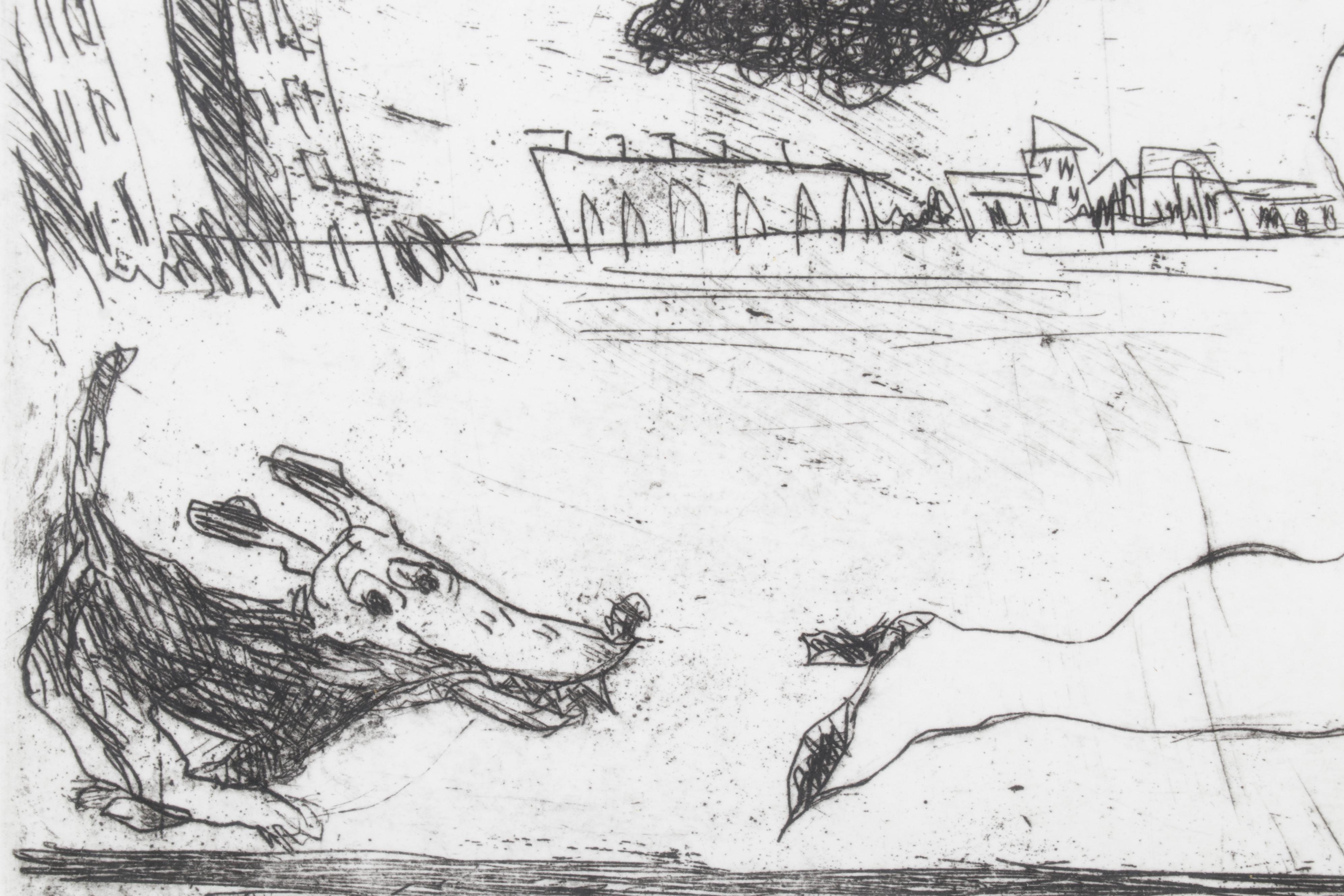 Sidney Chafetz Caricature Etching "Spring," Mid-Late 20th Century