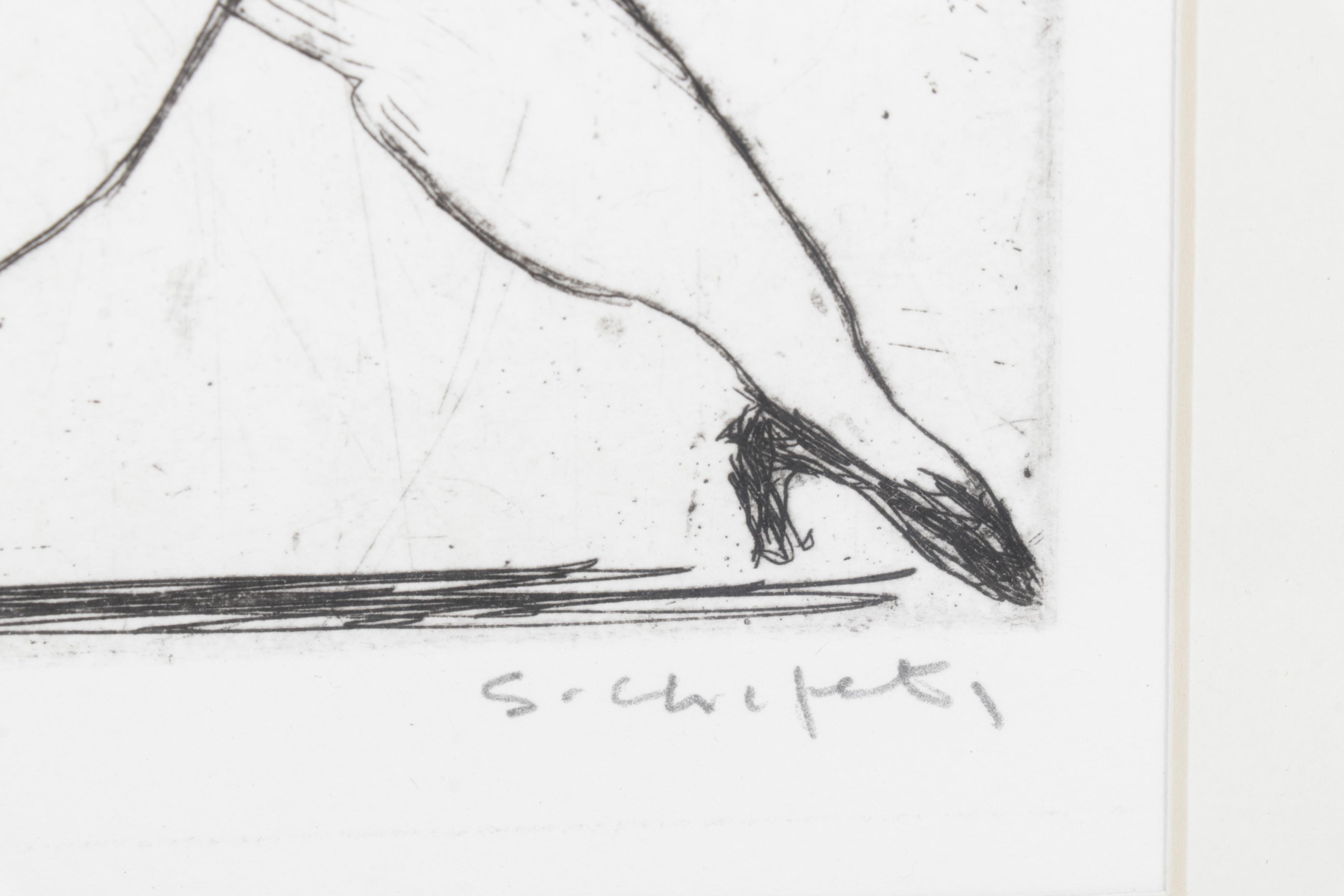 Sidney Chafetz Caricature Etching "Spring," Mid-Late 20th Century