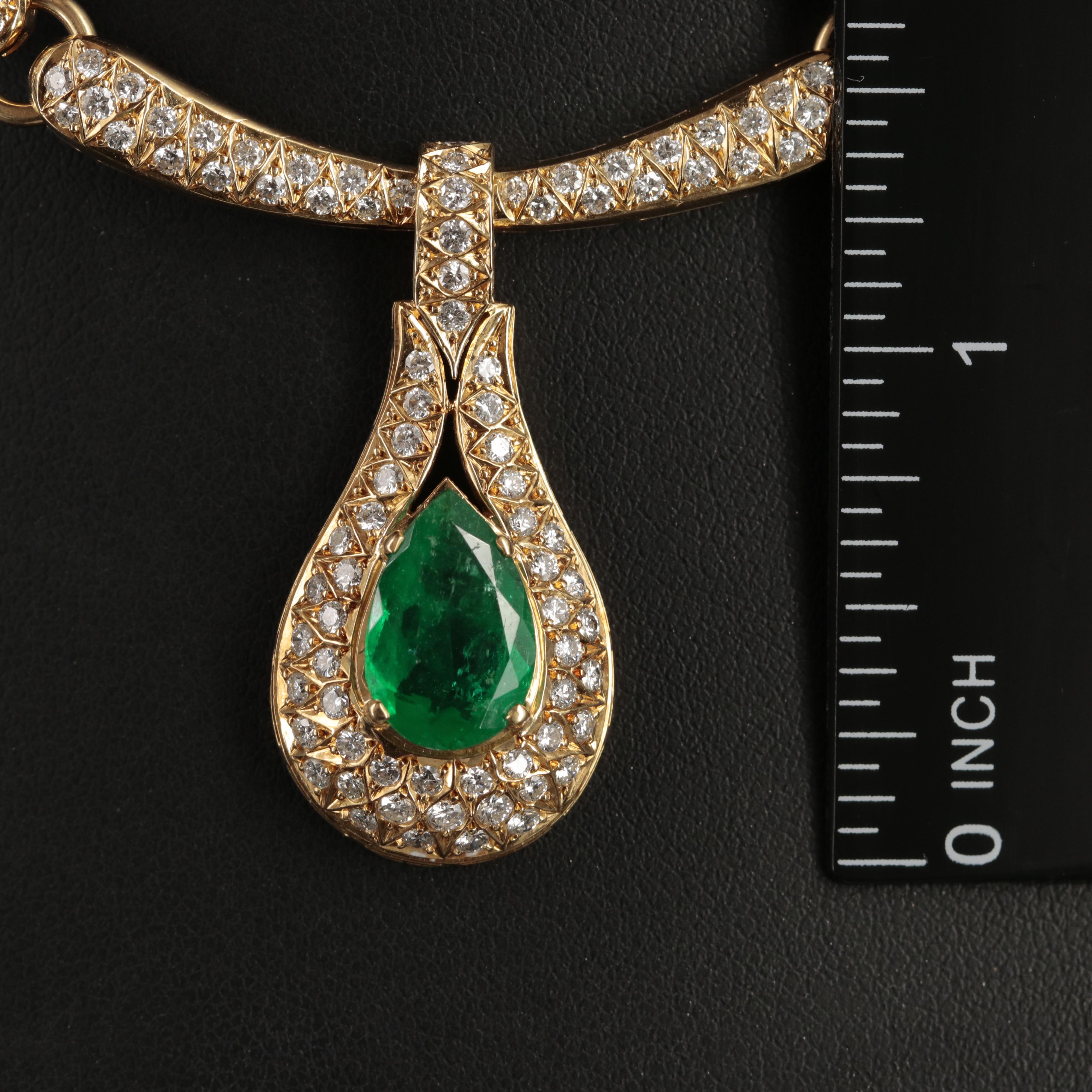 18K 2.69 CT Emerald and 1.75 CTW Diamond Necklace