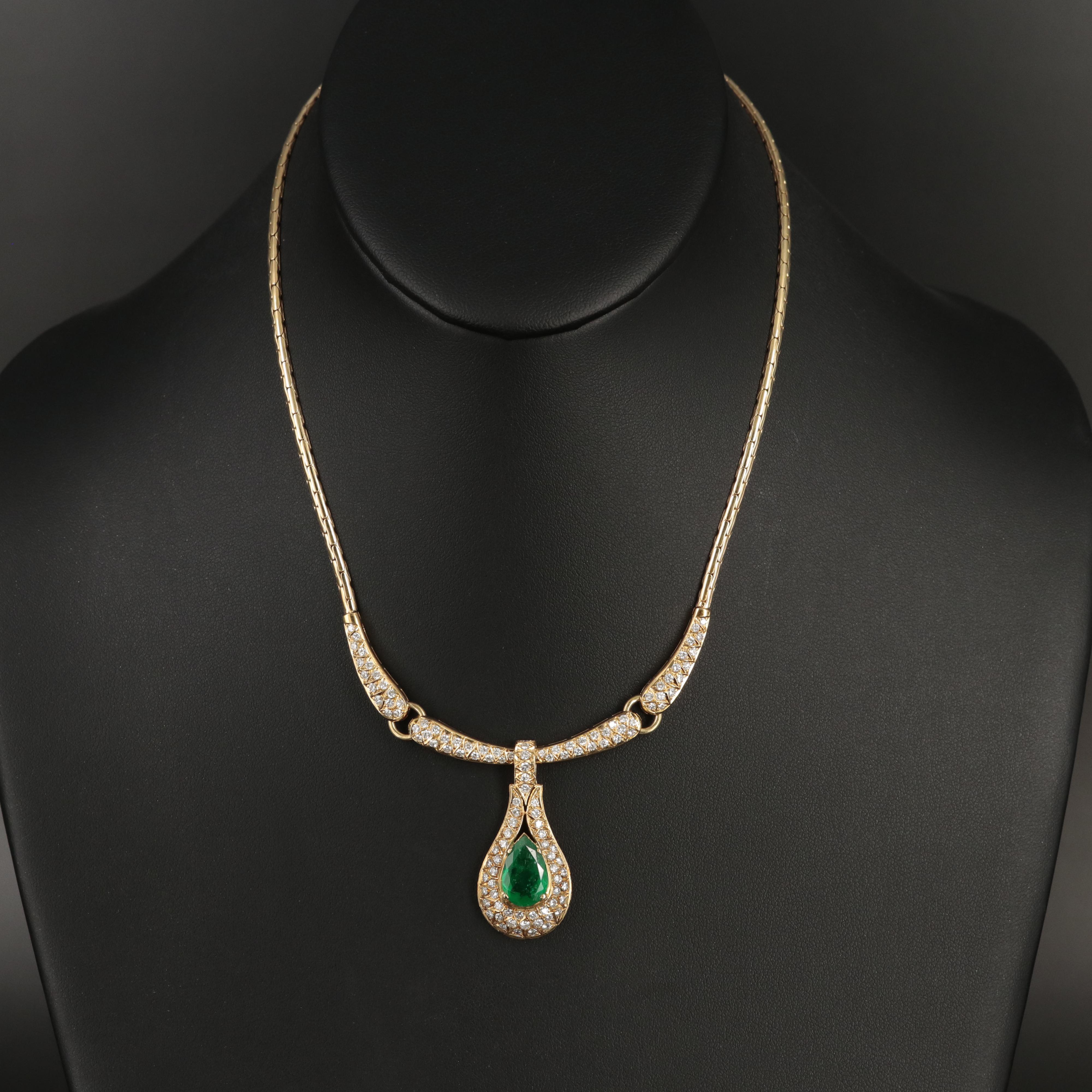 18K 2.69 CT Emerald and 1.75 CTW Diamond Necklace