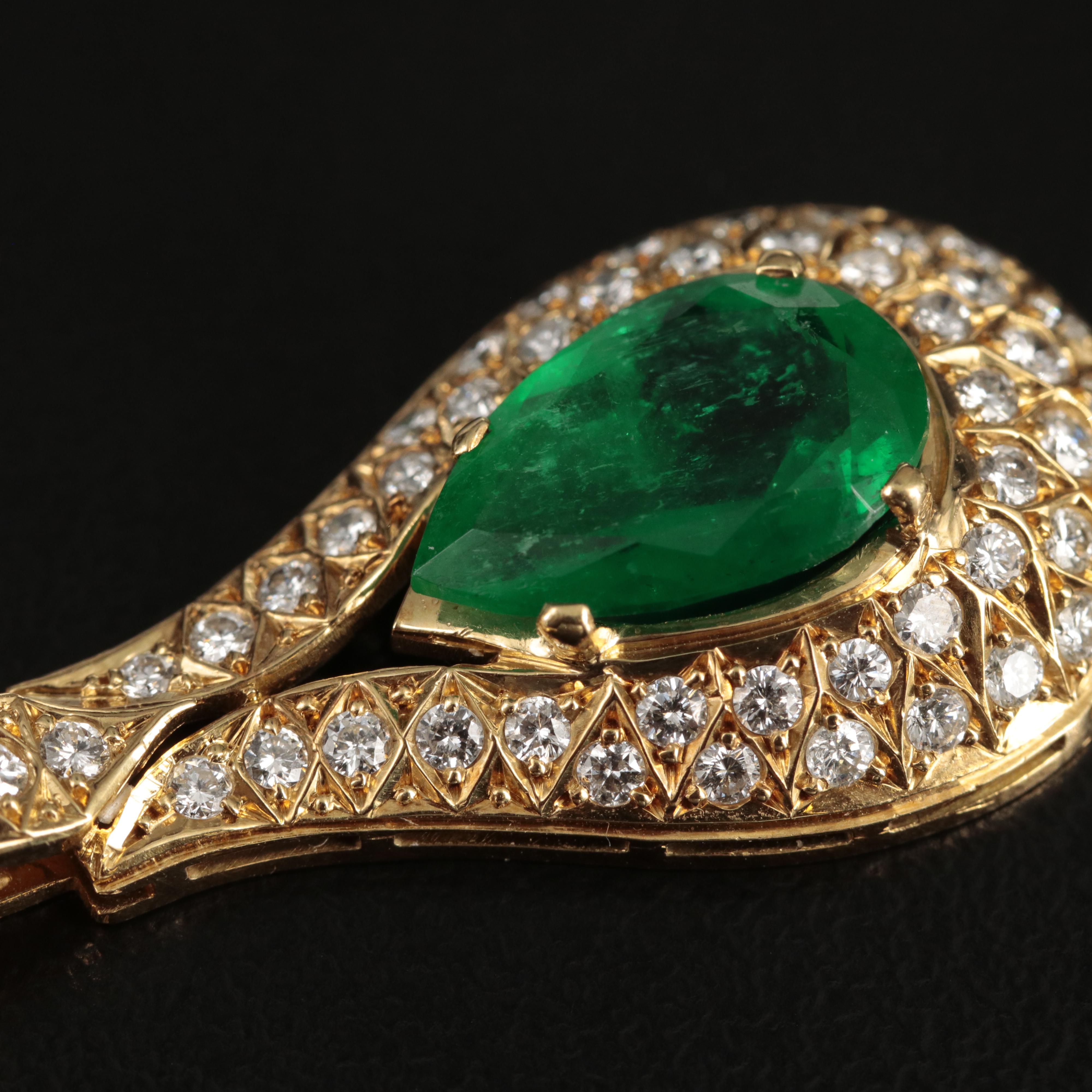 18K 2.69 CT Emerald and 1.75 CTW Diamond Necklace