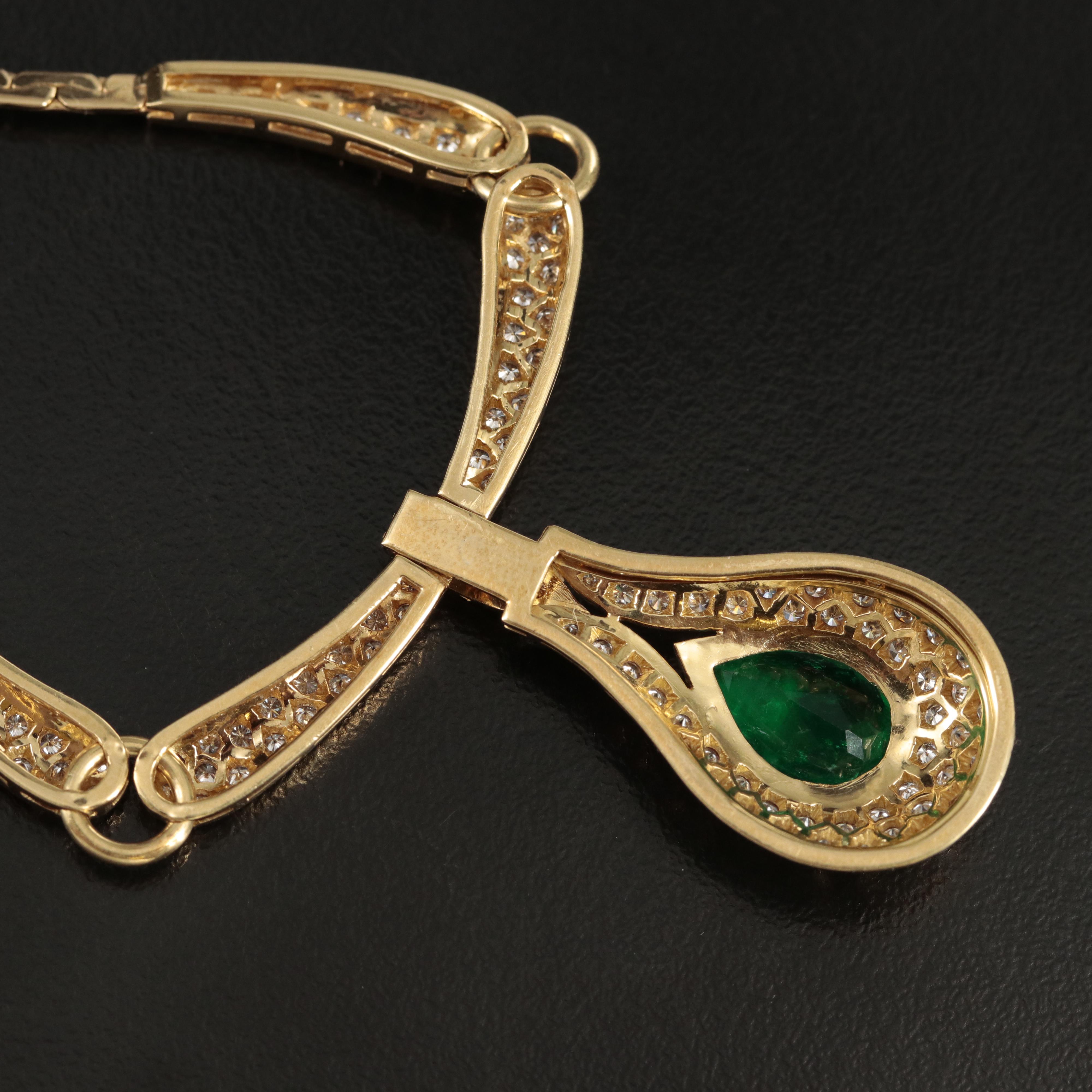 18K 2.69 CT Emerald and 1.75 CTW Diamond Necklace