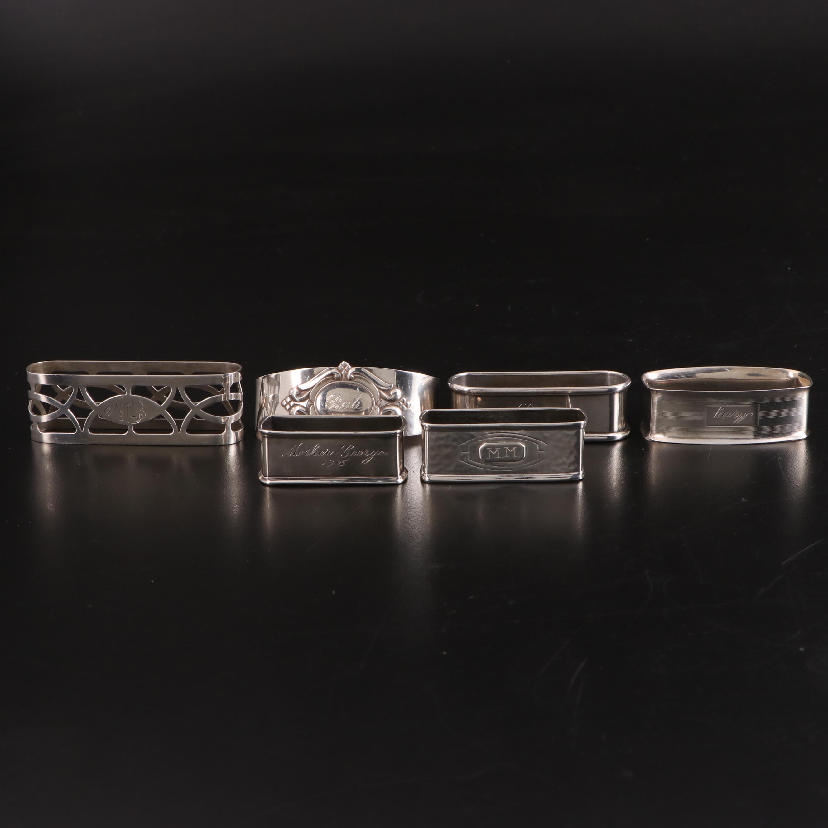 International Silver, Lunt, Gorham, Webster, and SSCM Sterling Napkin Rings