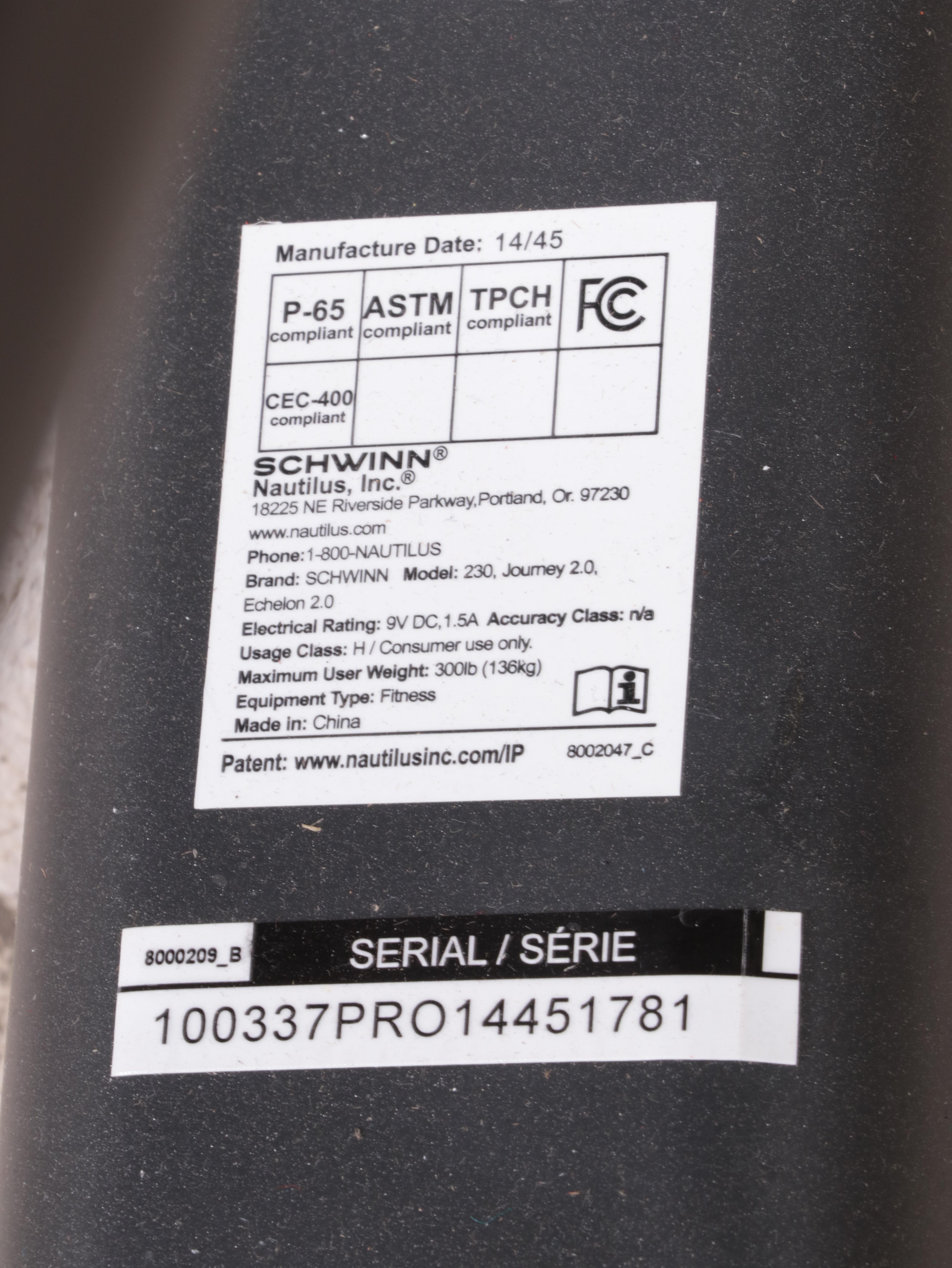 Schwinn 230 Journey 2.0 Recumbent Stationary Exercise Bicycle