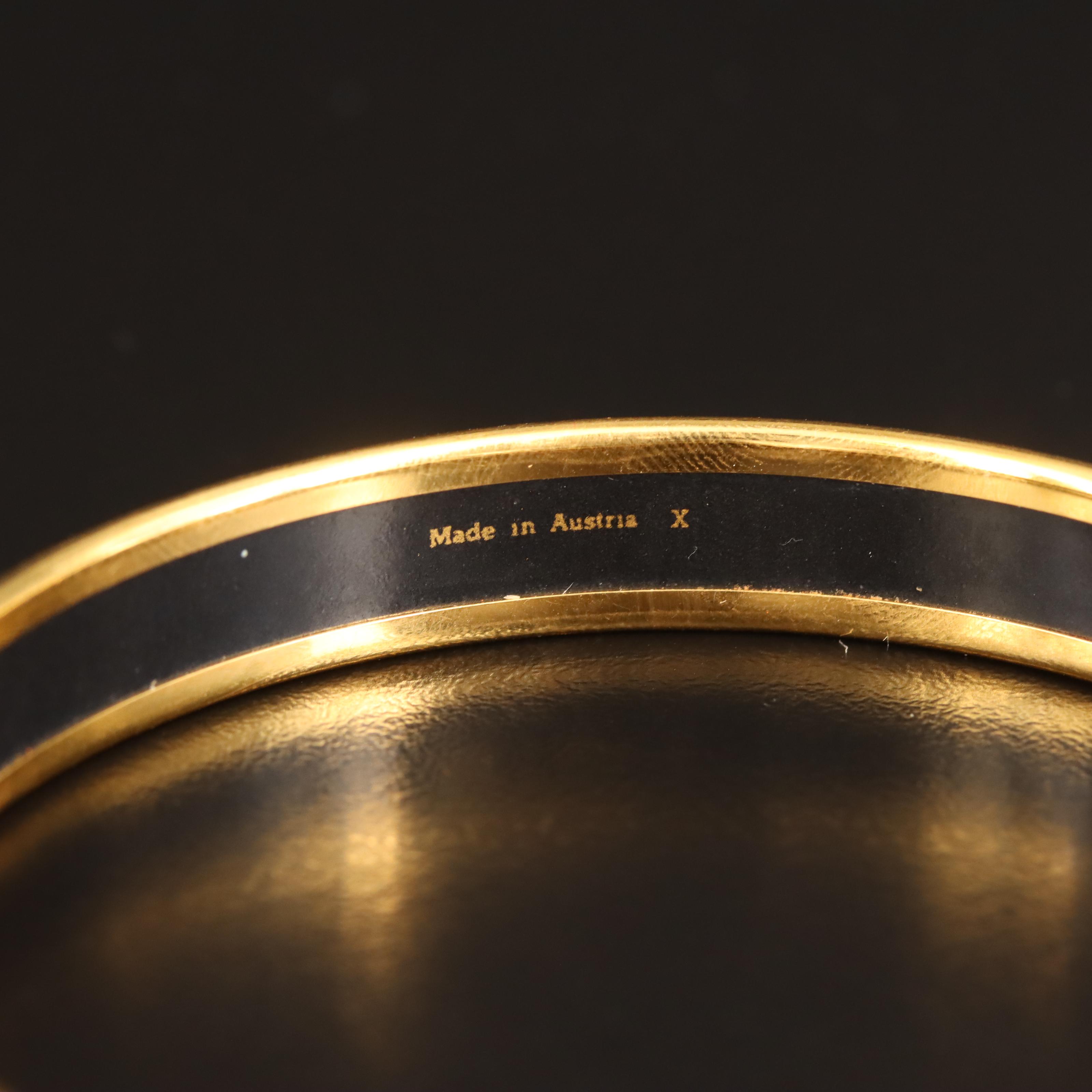 Hermès Orange and Blue Narrow Enamel Bangle