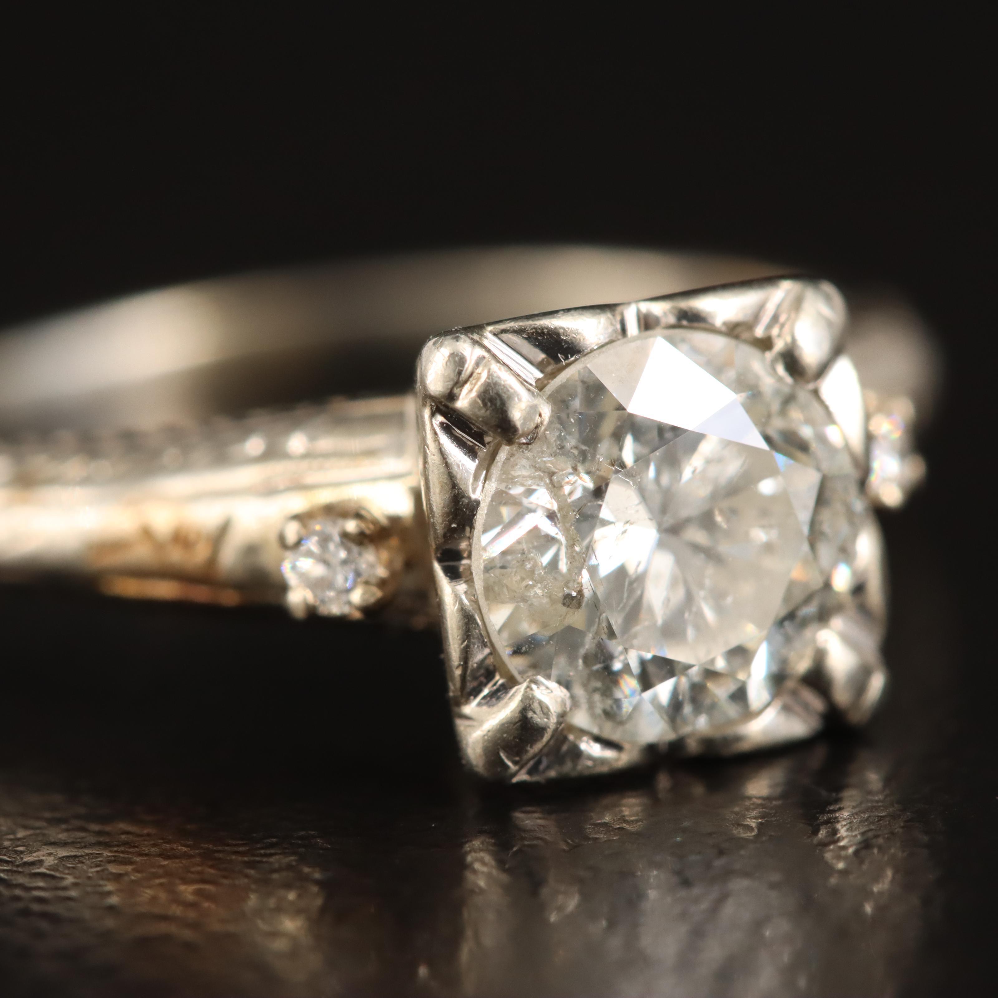 Vintage 18K 1.14 CTW Diamond Ring