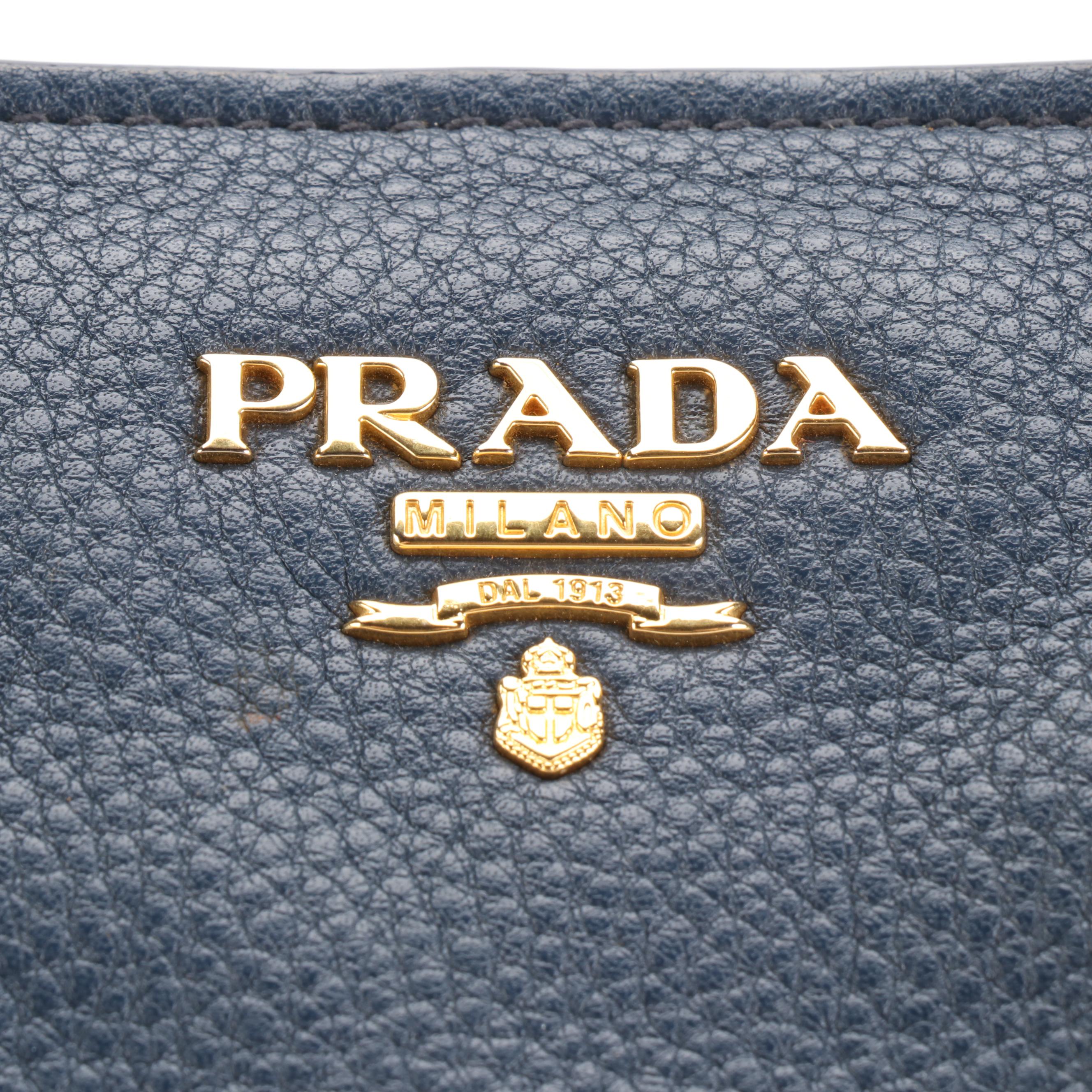 Prada Navy  Leather Two-Way Tote