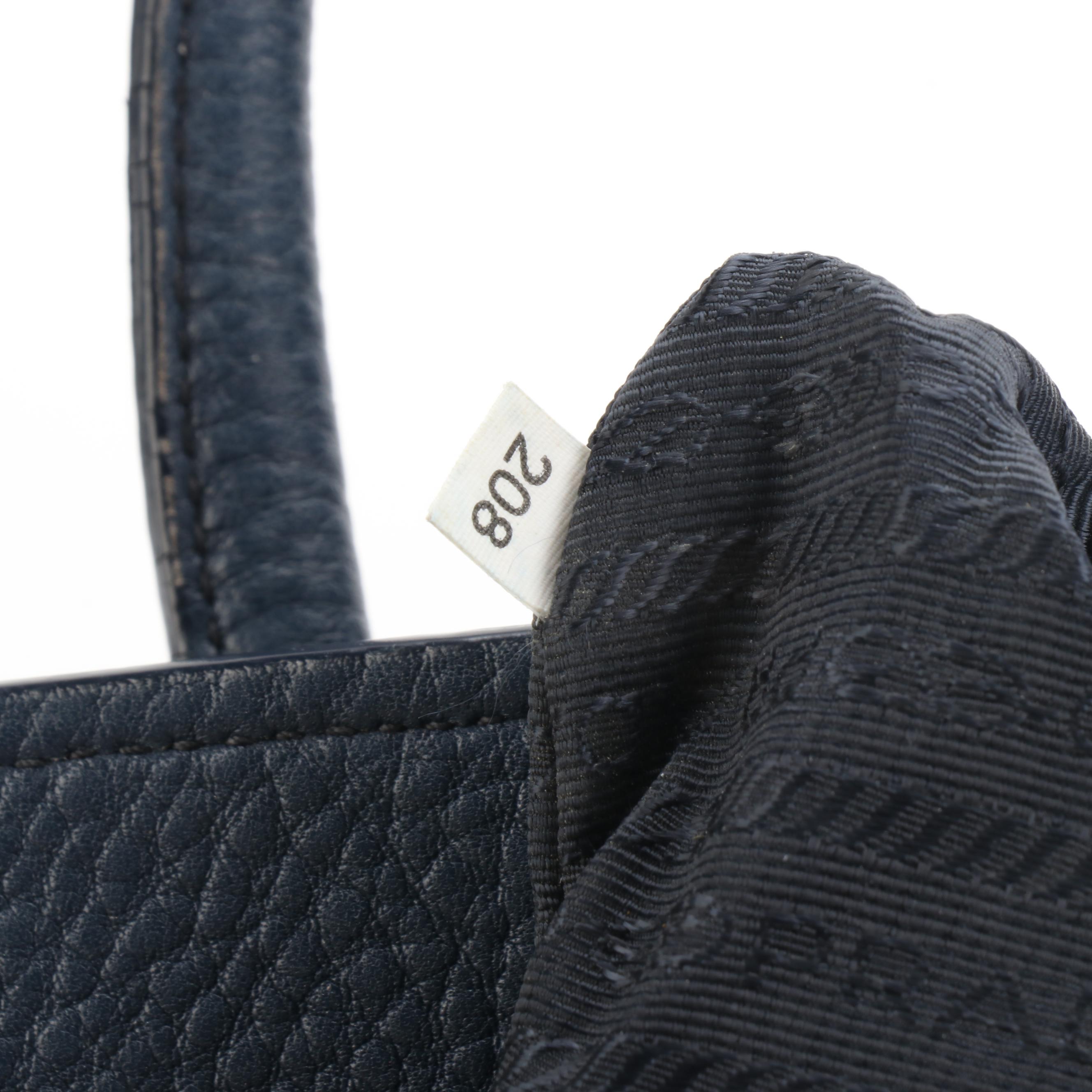 Prada Navy  Leather Two-Way Tote