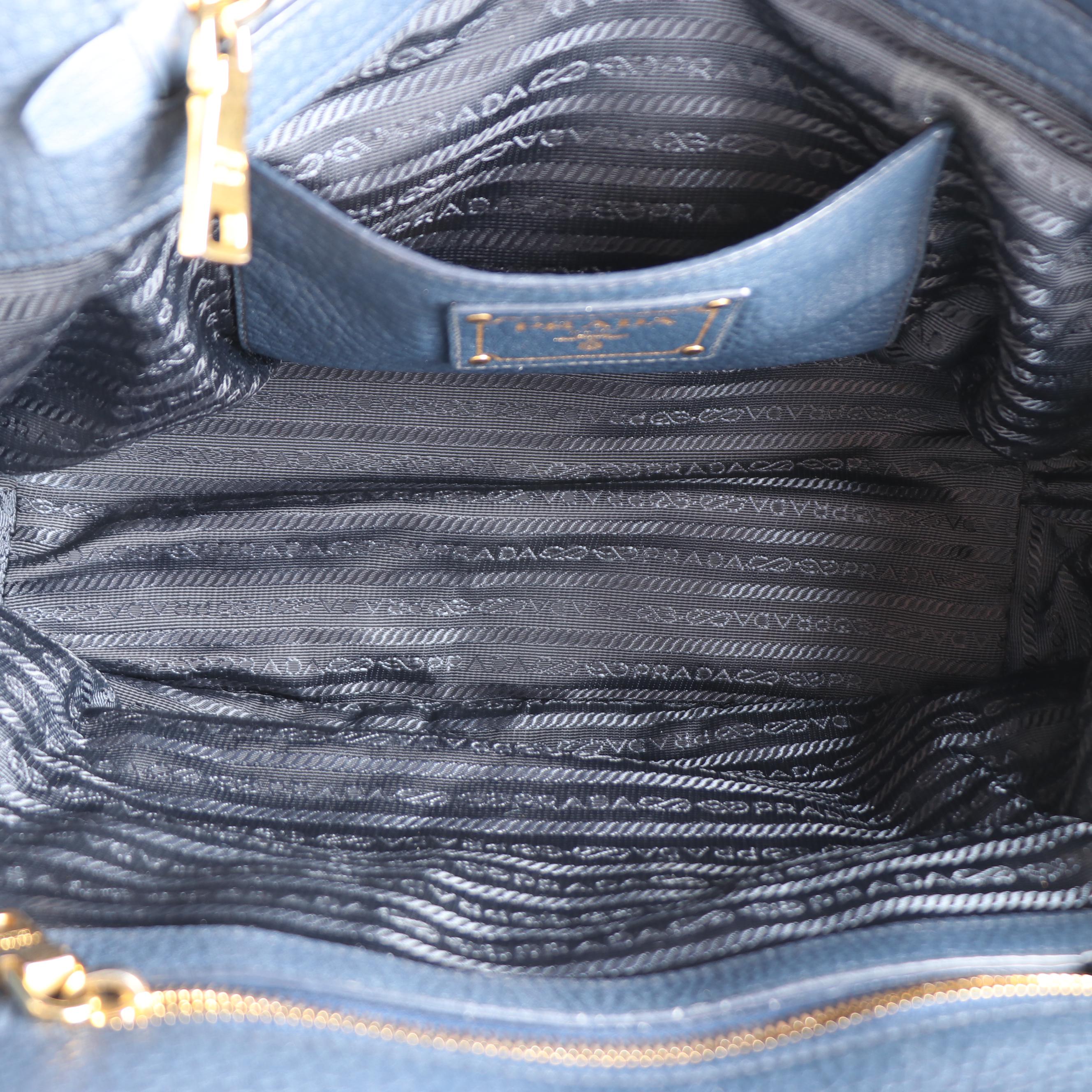 Prada Navy  Leather Two-Way Tote